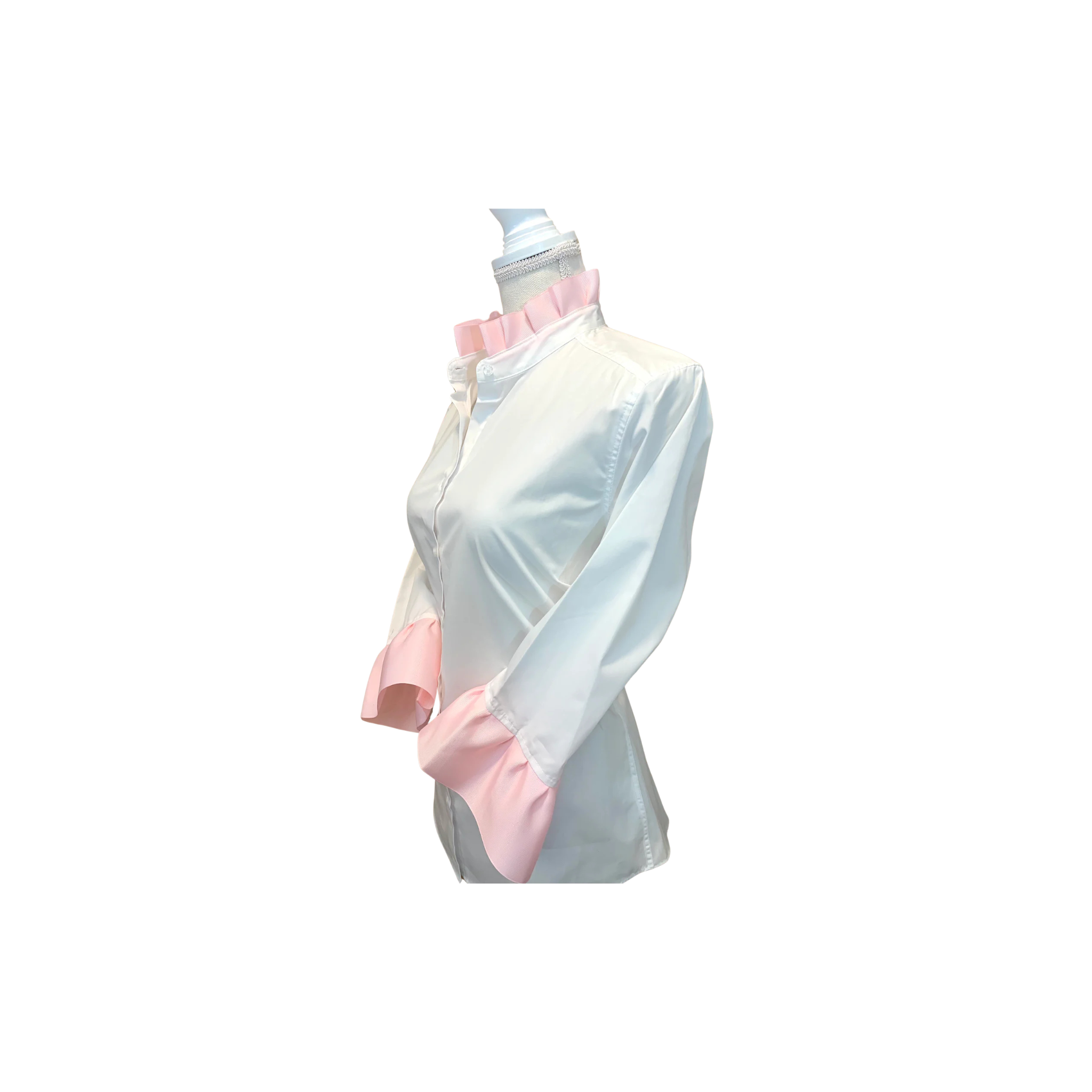 Barbara Ann Ribbon Trim Shirt -White/Blush