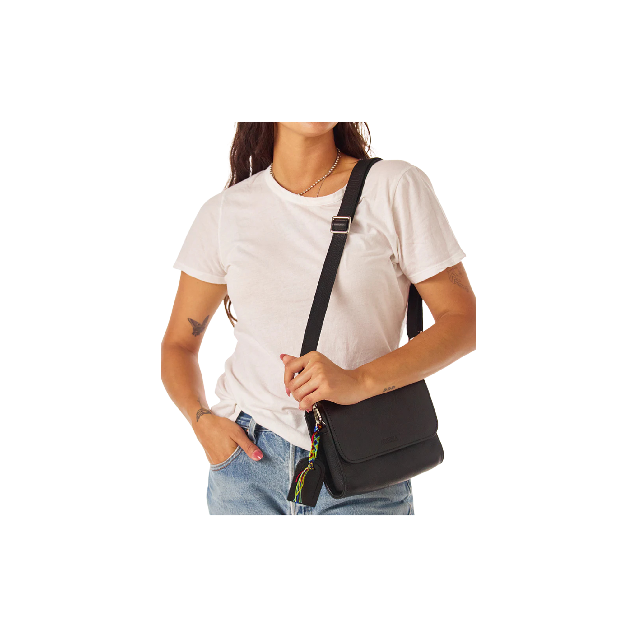 Consuela Slim Leather Crossbody Strap -Evie