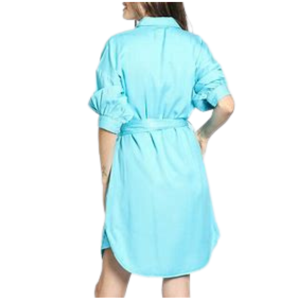 APNY Belted Dress with Puff Sleeves Capri