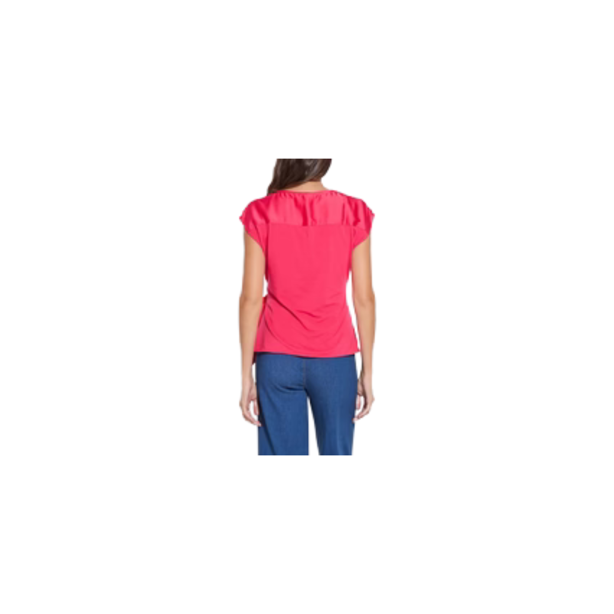 Rosalia Tie Drape Mix Media Top - Pink