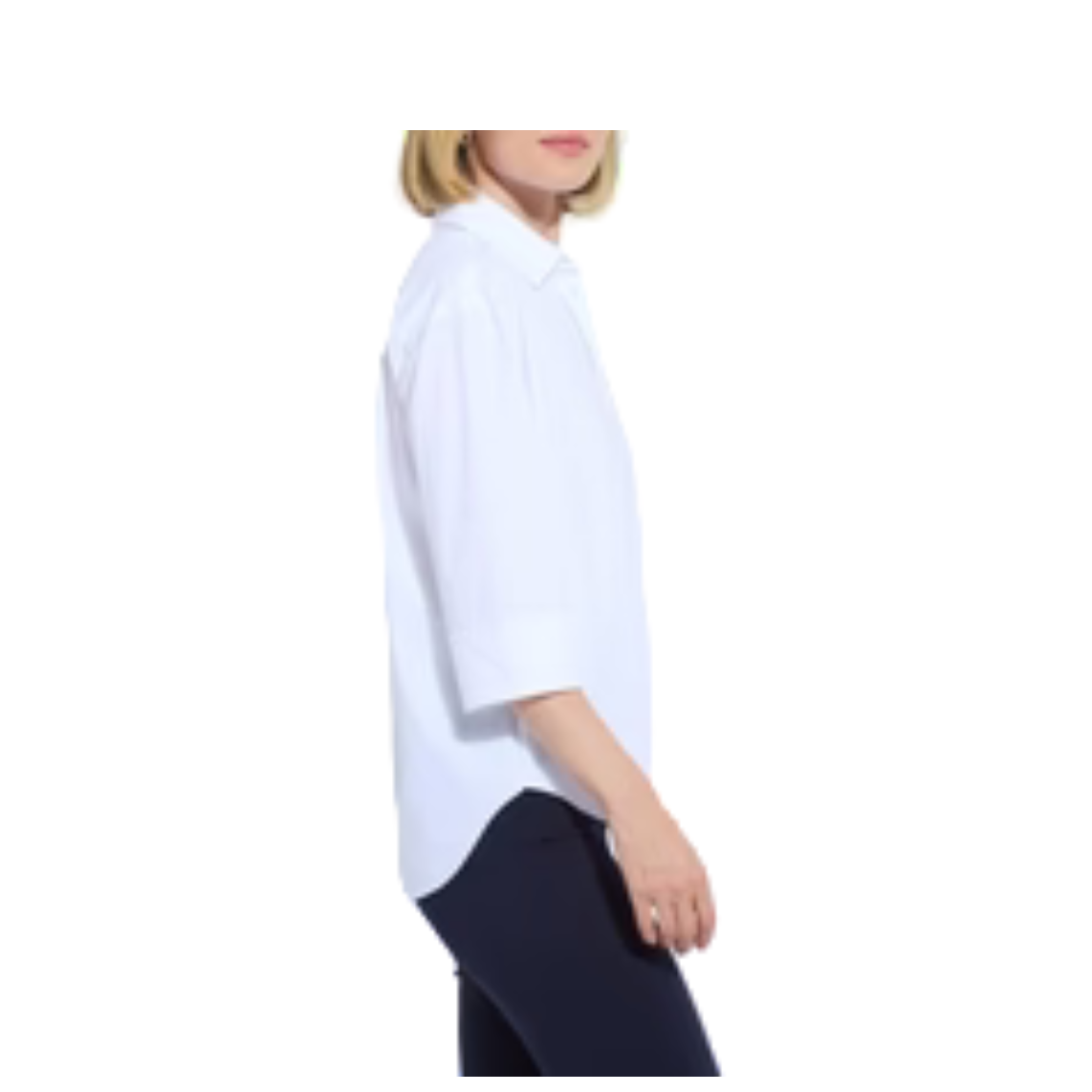 Lysse Sophie 3/4 Sleeve Cropped Shirt-White