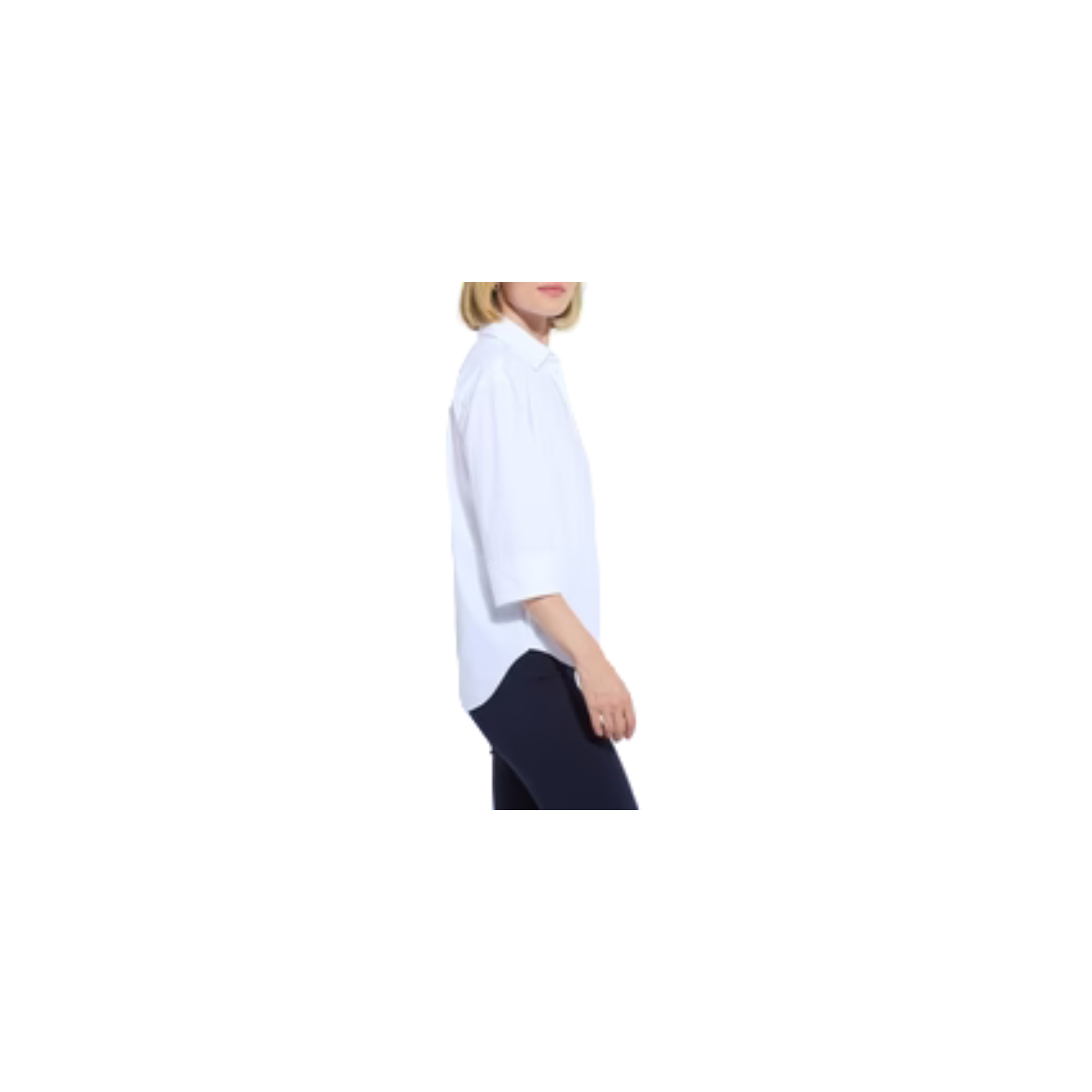 Sophie 3/4 Sleeve Cropped Shirt-White