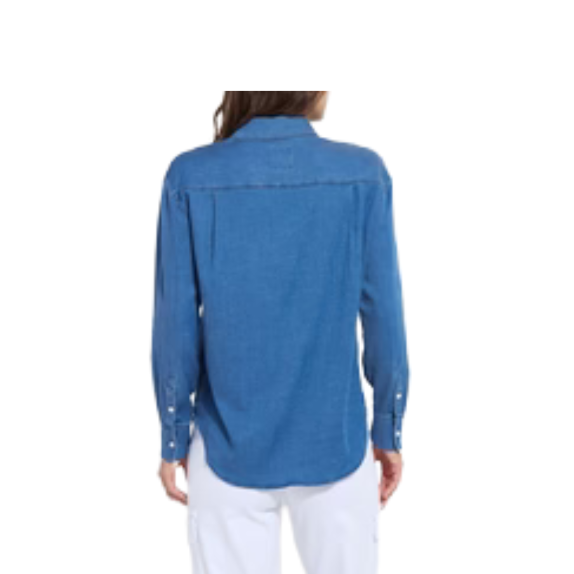 Lysse Bay Crop Chambray Shirt-Mid Wash