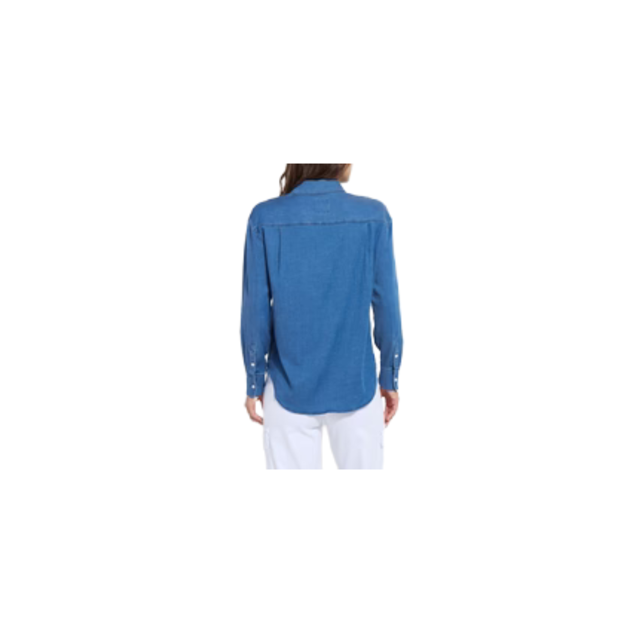 Bay Crop Chambray Shirt-Mid Wash