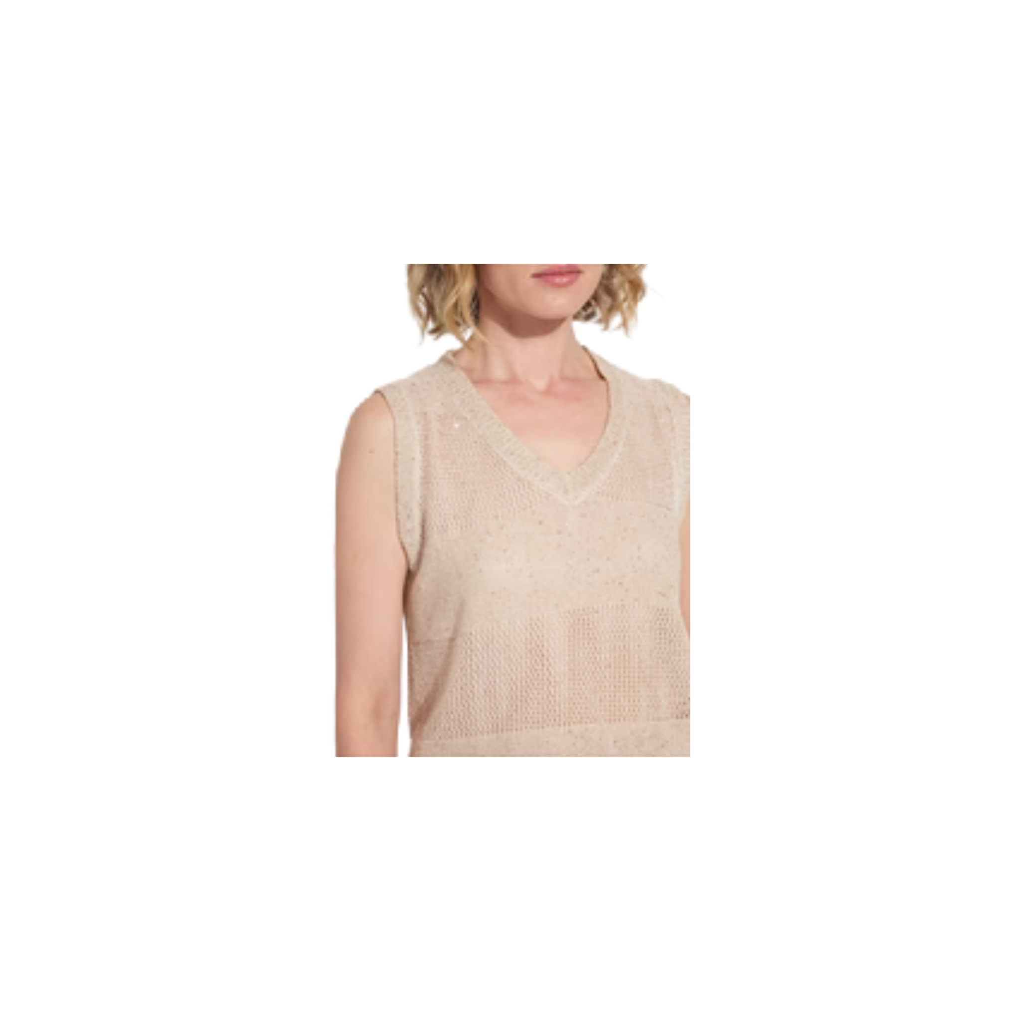 Bria Sequined V-Neck Shell-Chablis Sequins