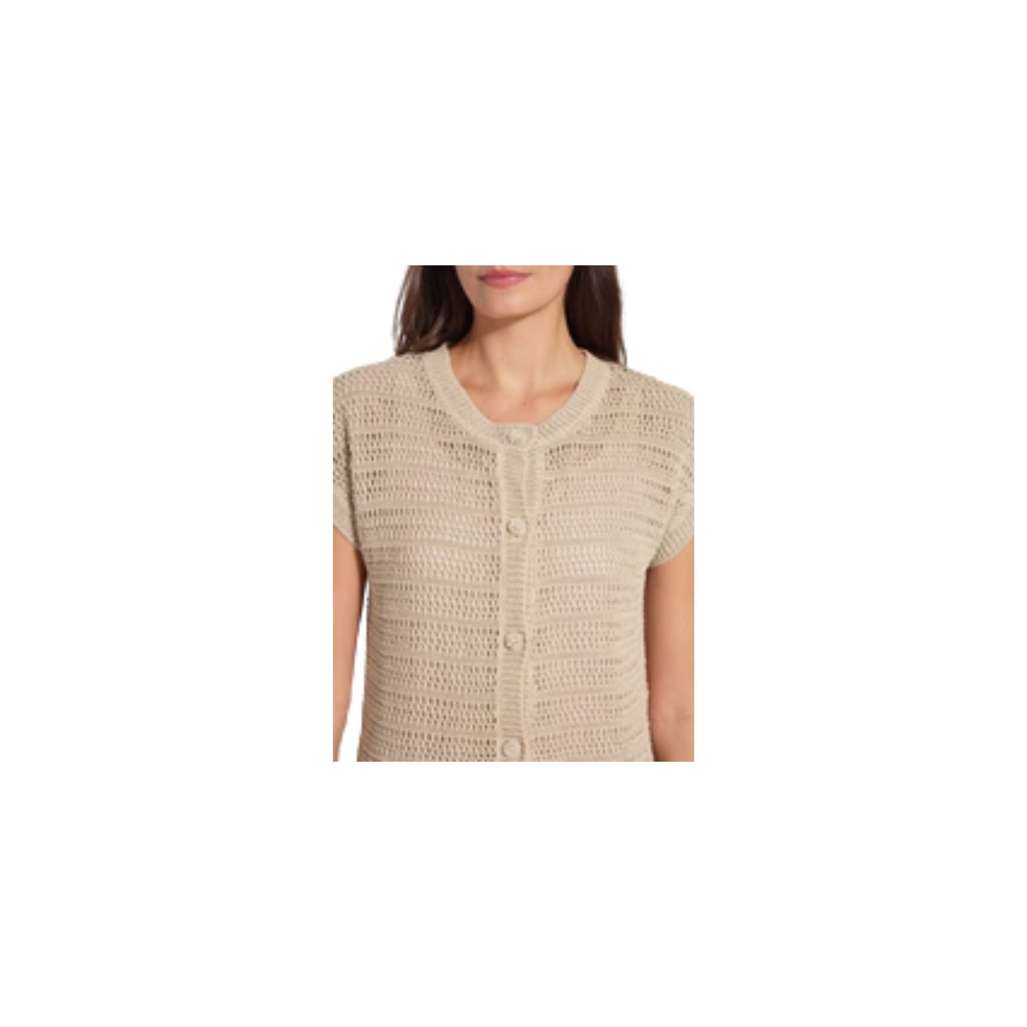 Brisa Linen Mesh Sleeveless Cardi-Linen