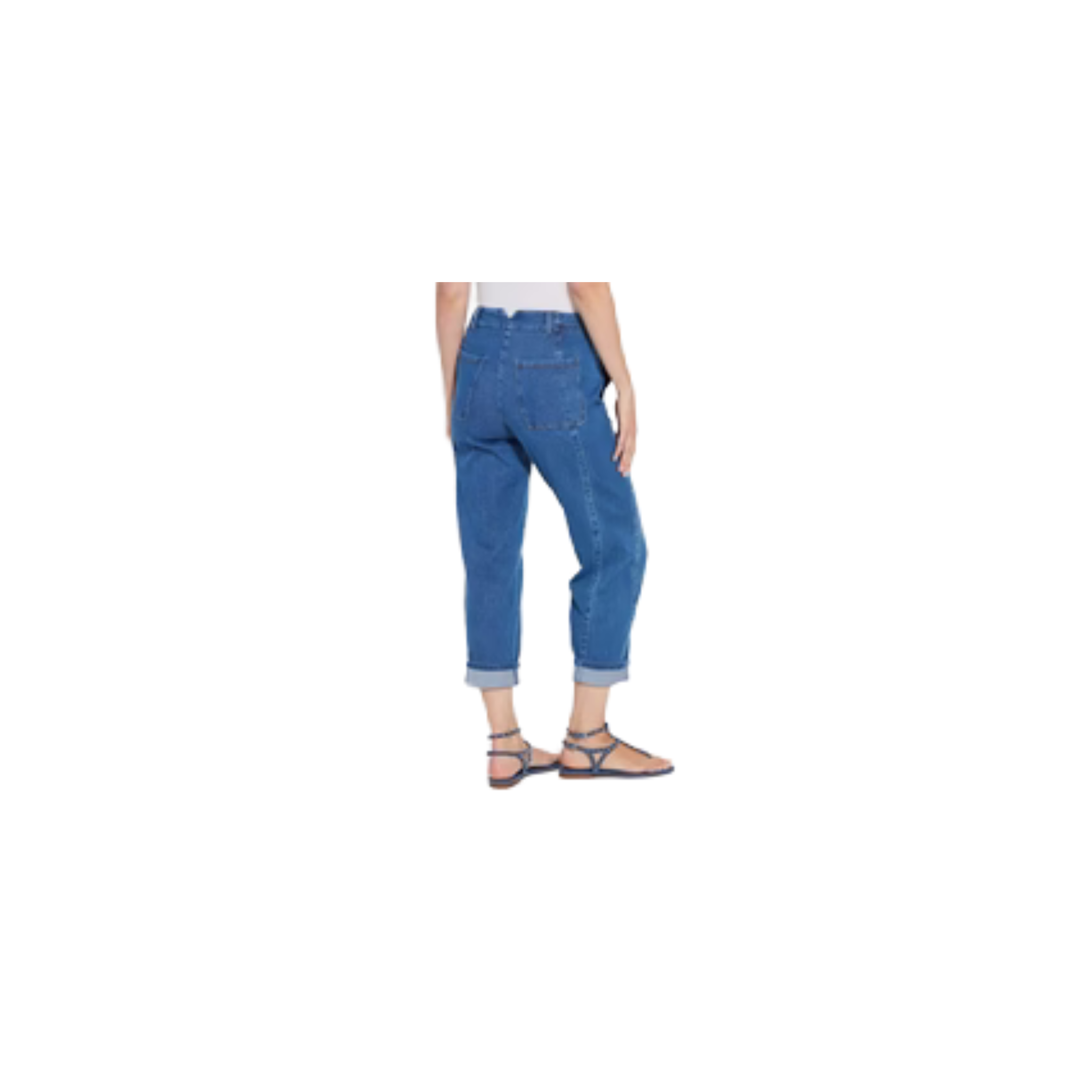 Winslet Cuffed Barrel Crop Denim-Mid Wash