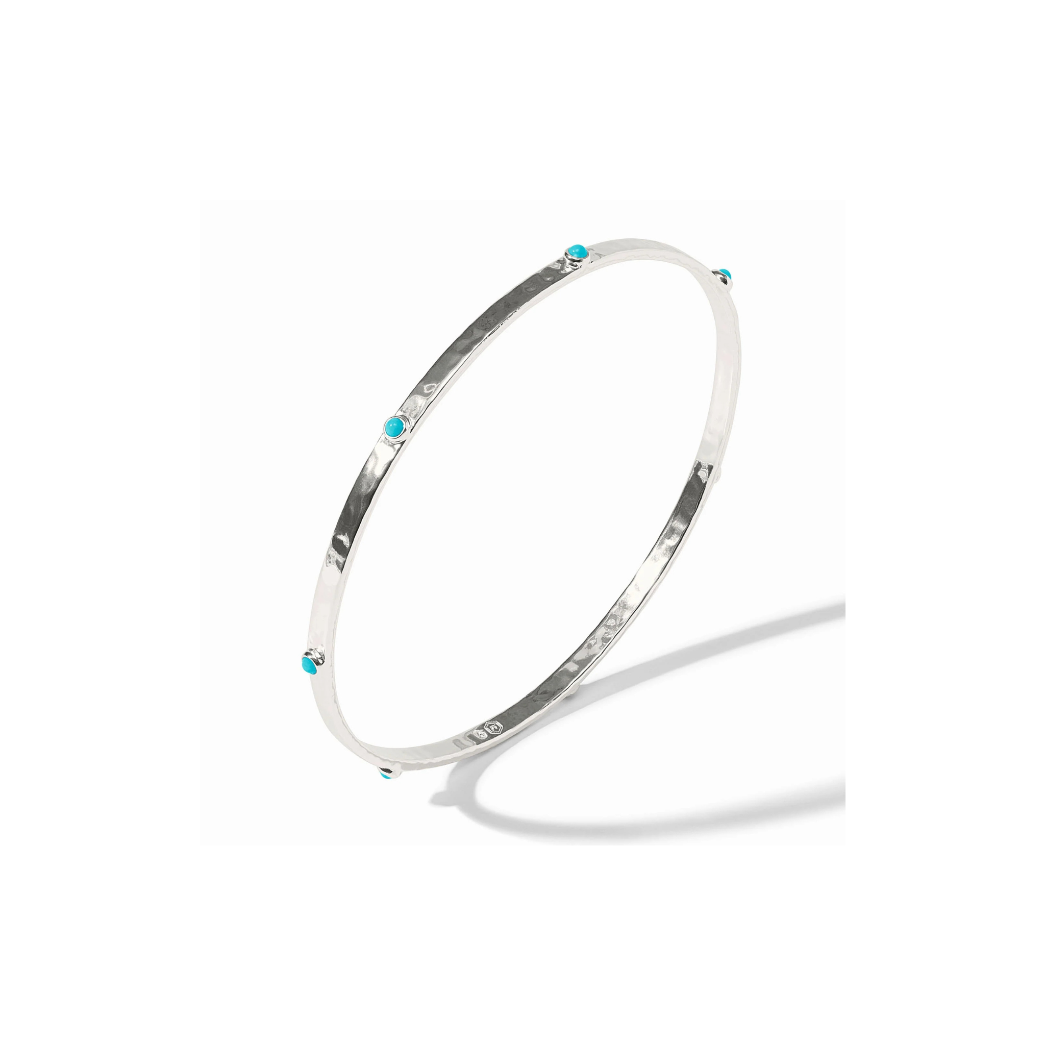 Crescent Stone Bangle-Turquoise Blue/Silver