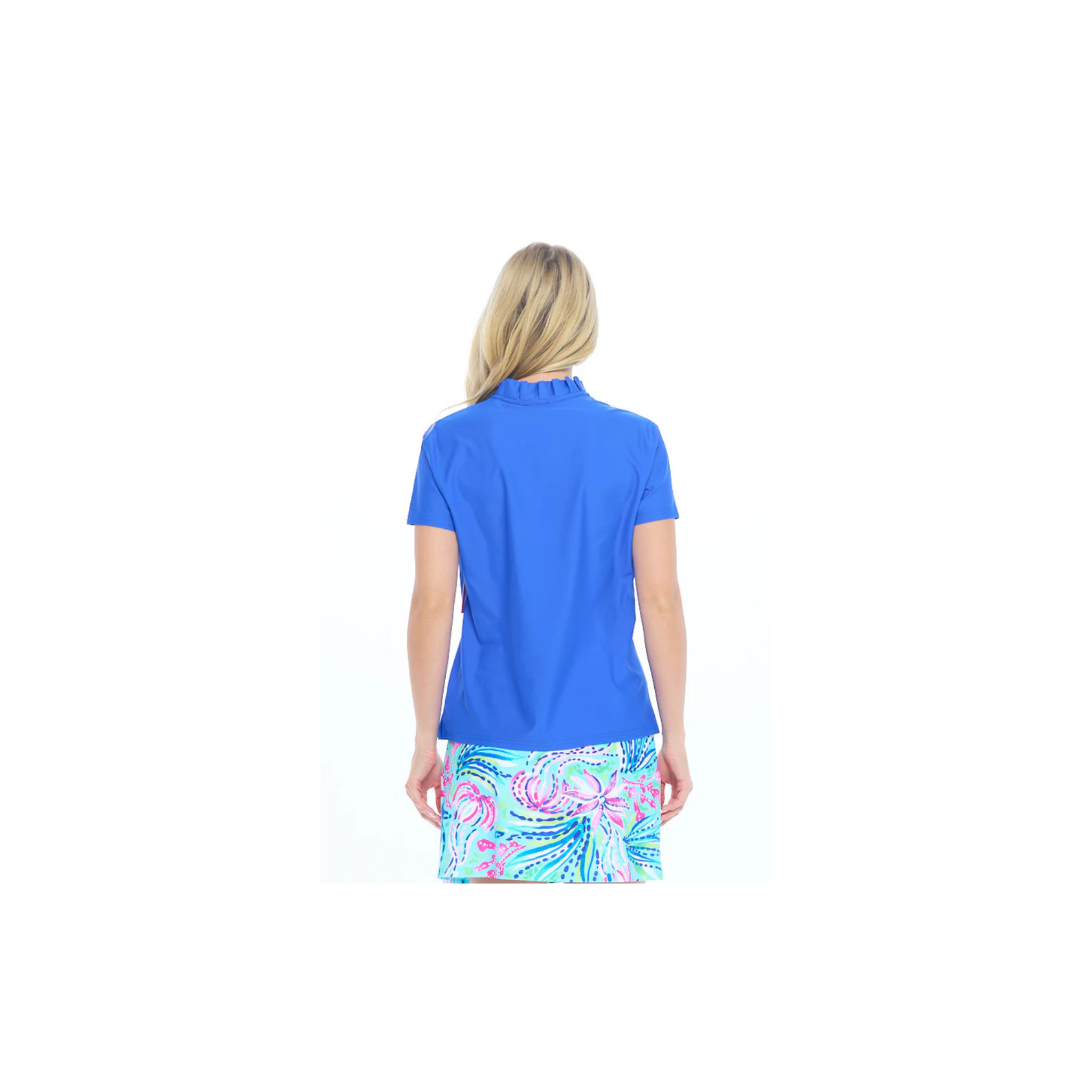 Pleated Collar Polo Top