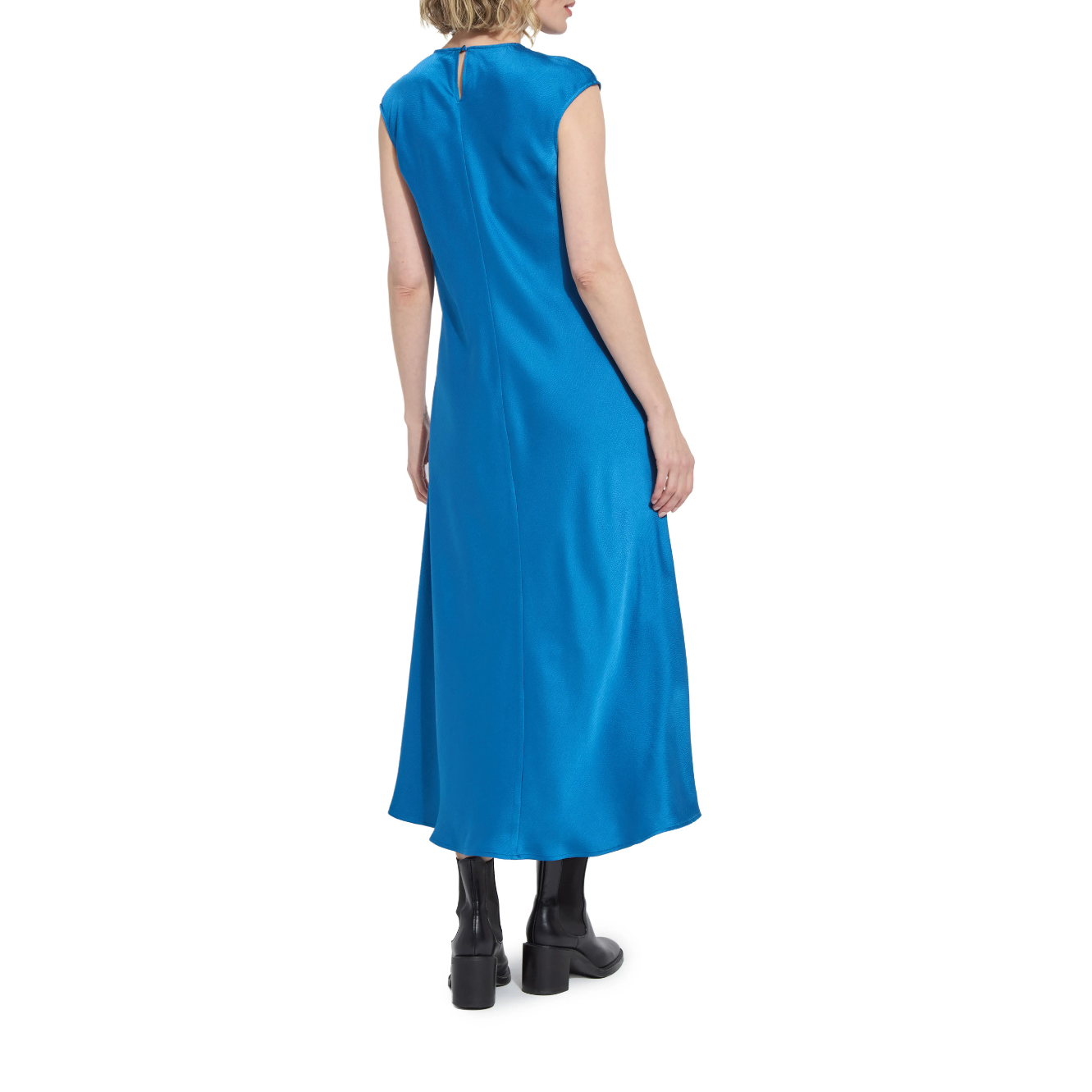 Lysse Silvana Bias Cut Stretch Satin Midi Dress-Deep Sapphire