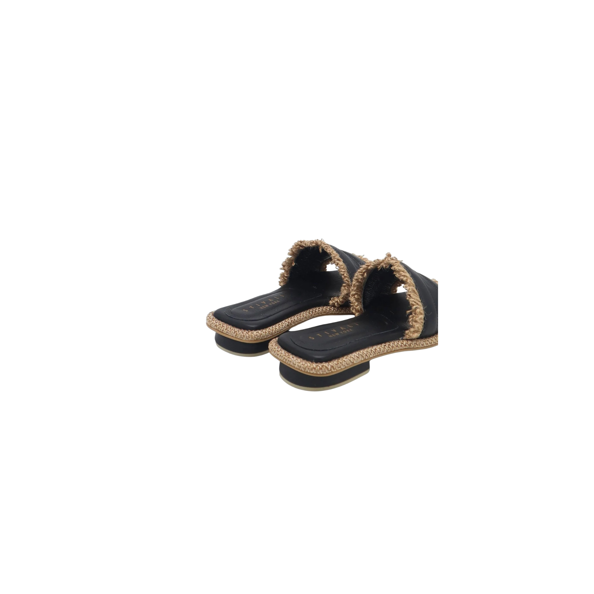 LOTUS slip on raffia sandal in black leather