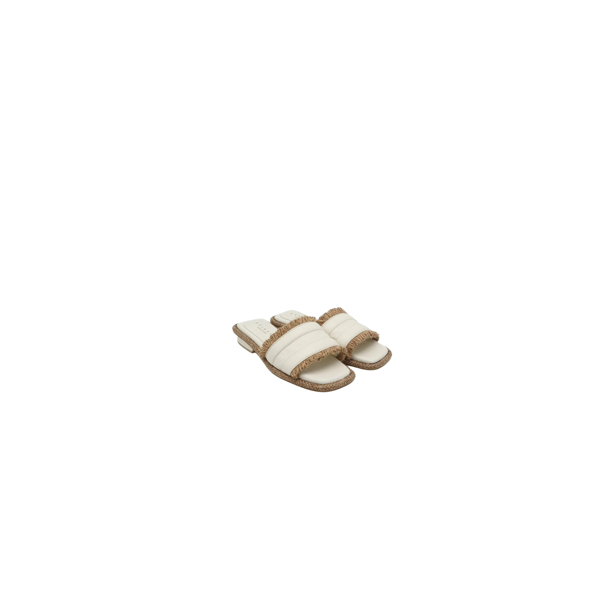 LOTUS slip on raffia sandal in off white leather