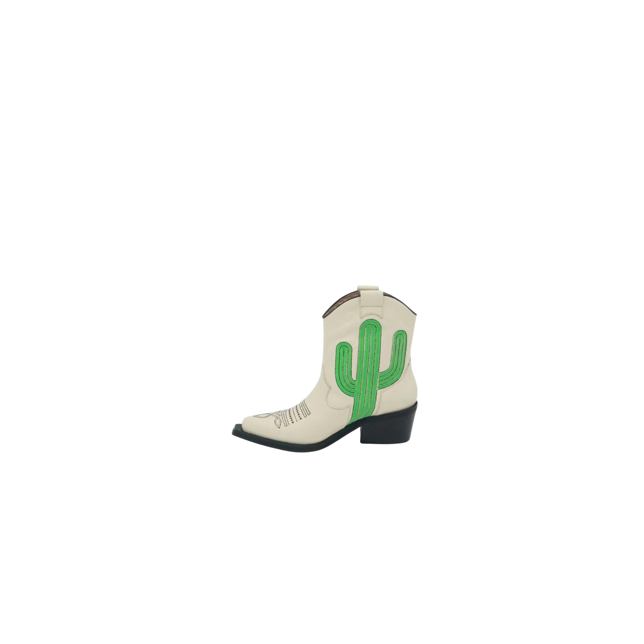 OASIS Western Cowboy Boot in Off White Leather