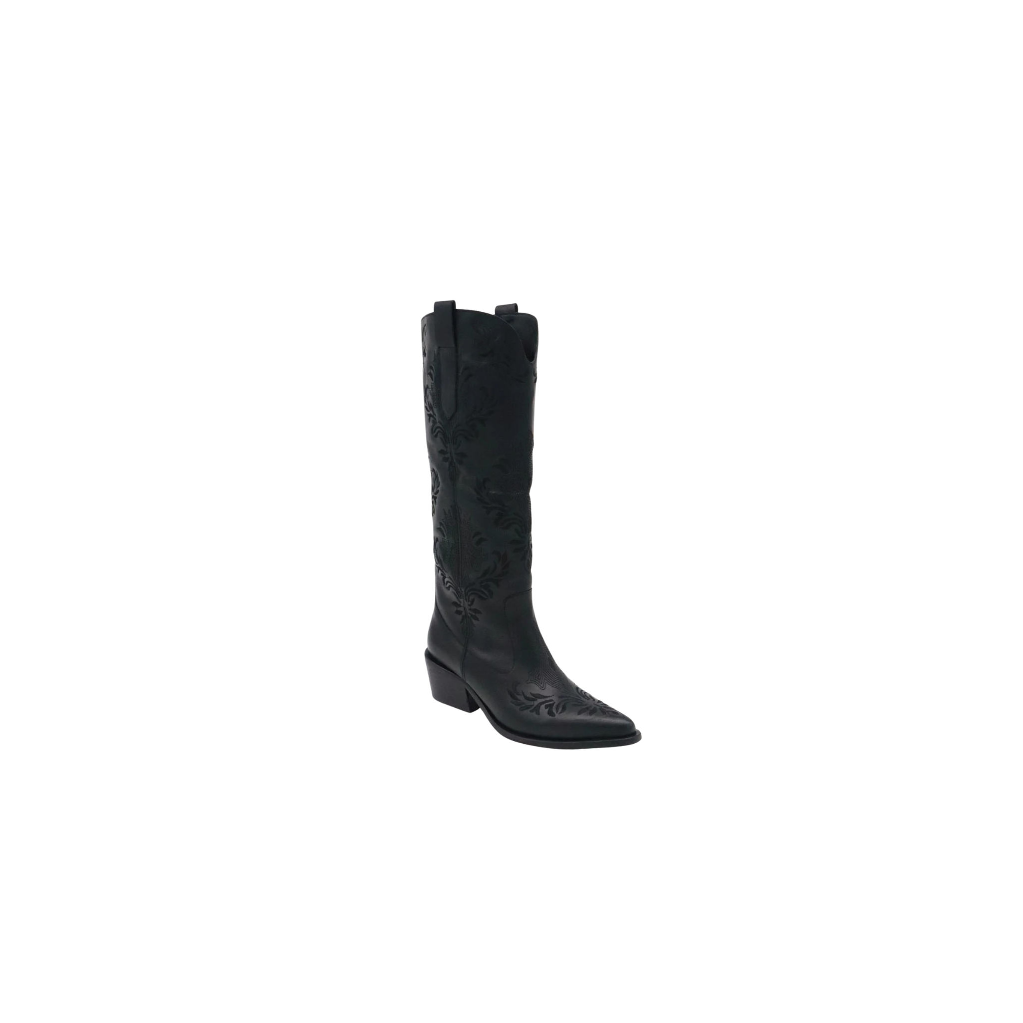 JOLENE Western Cowboy Boot in Black Leather