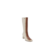 REVIVAL Knee High Boots in Ivory & Tan Leather