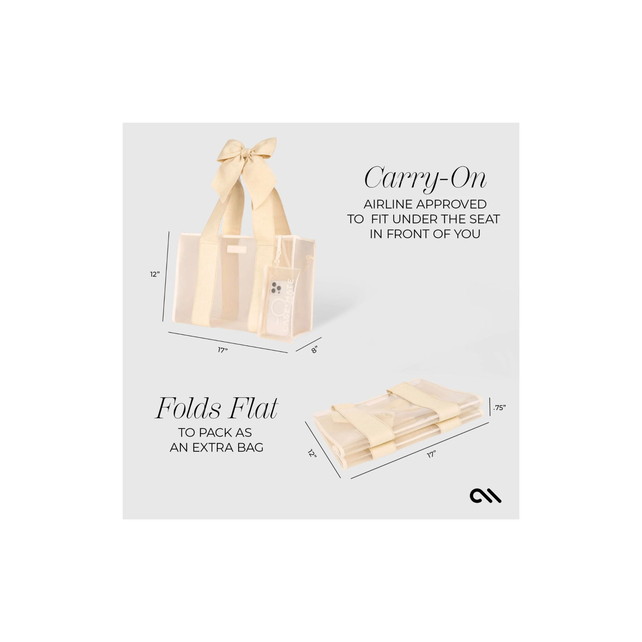 Case Mate Ecru Raffia Bow Jelly Tote w/ Phone Pouch