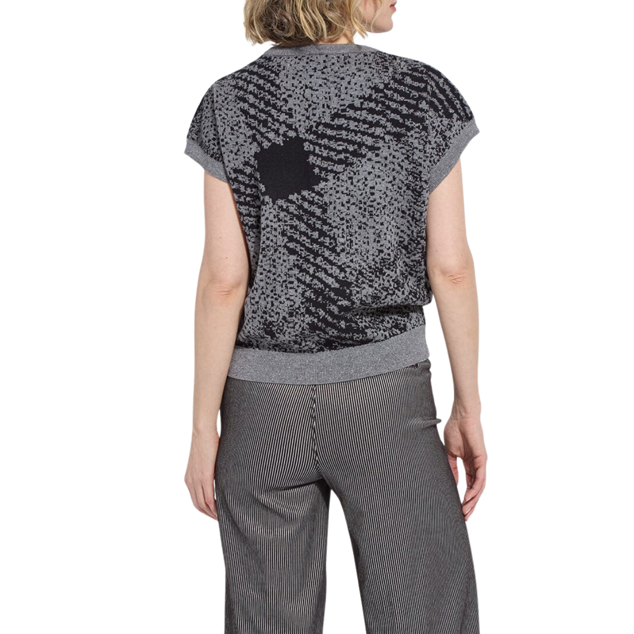 Lysse Germaine Pullover Sweater -Lurex Diagonal Plaid