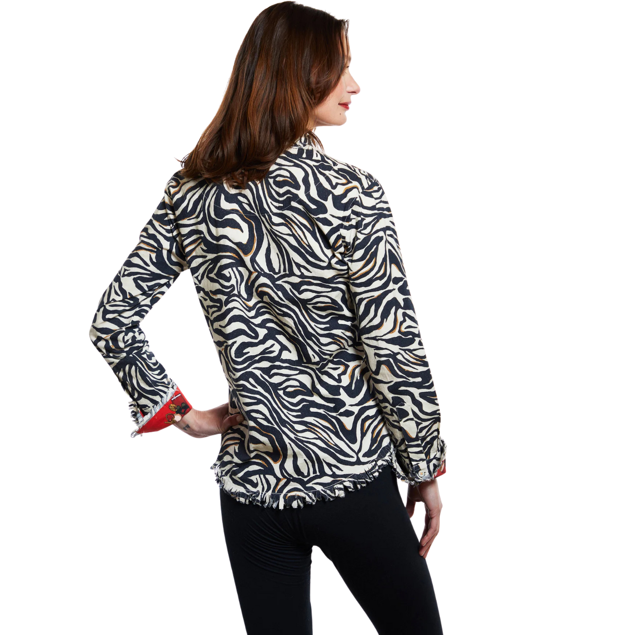 Dizzy Lizzie Cape Cod Black and White Zebra Print Top