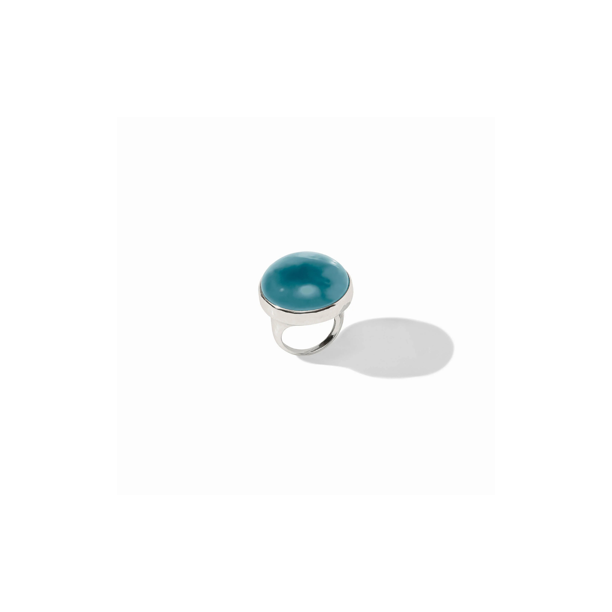 Solara Statement Ring -Silver Iridescent Montana Blue Size 7