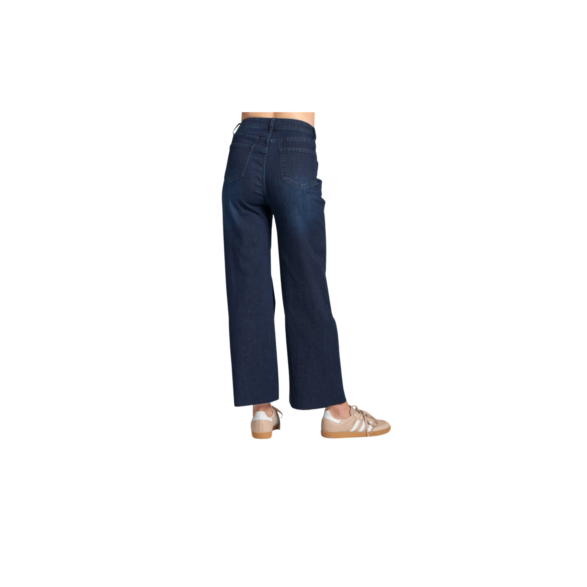 APNY Wide Leg Crop w/ Raw Edge Hem -Dk Indigo