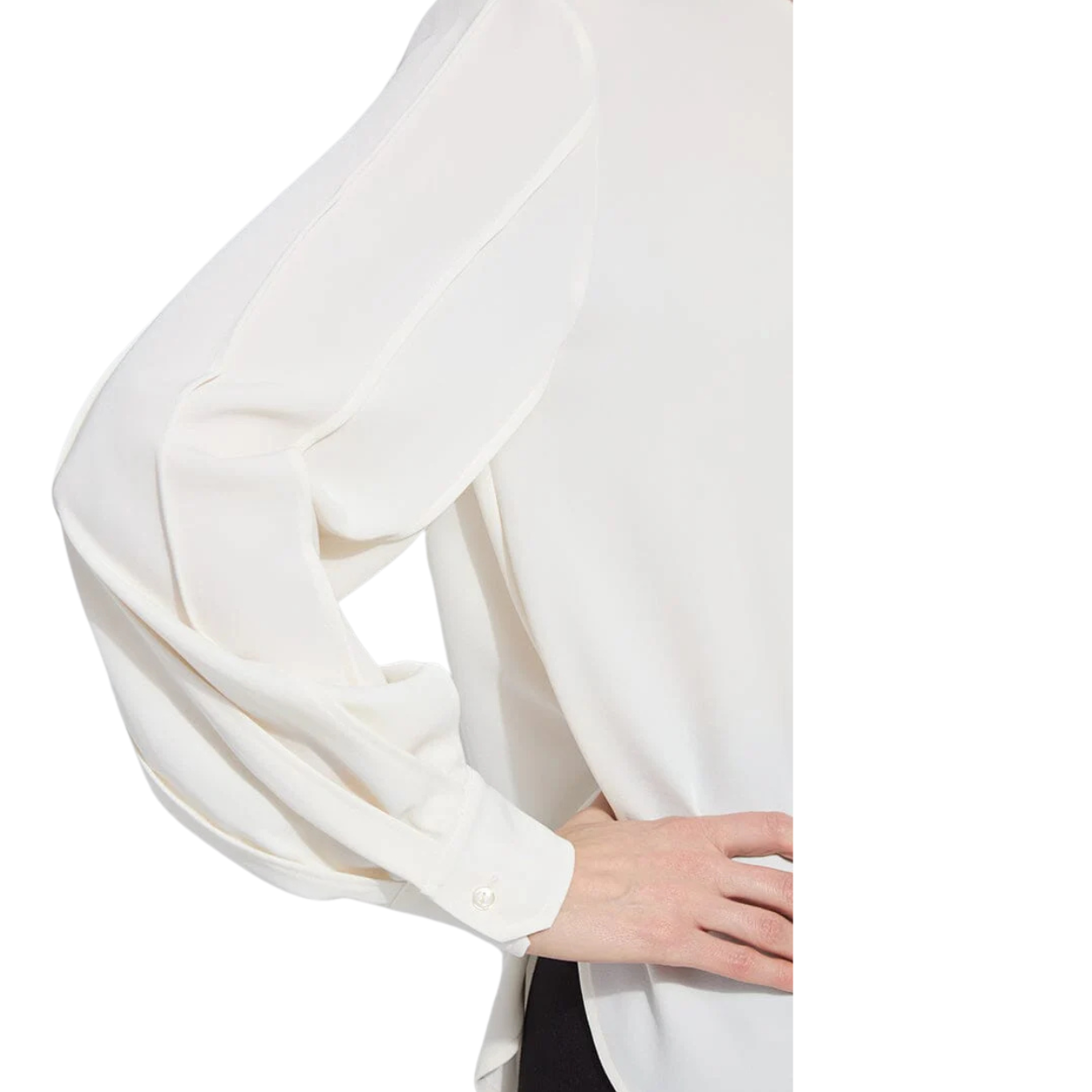 Lysse Ivette Pleated Balloon Sleeve Blouse -Natural Pearl