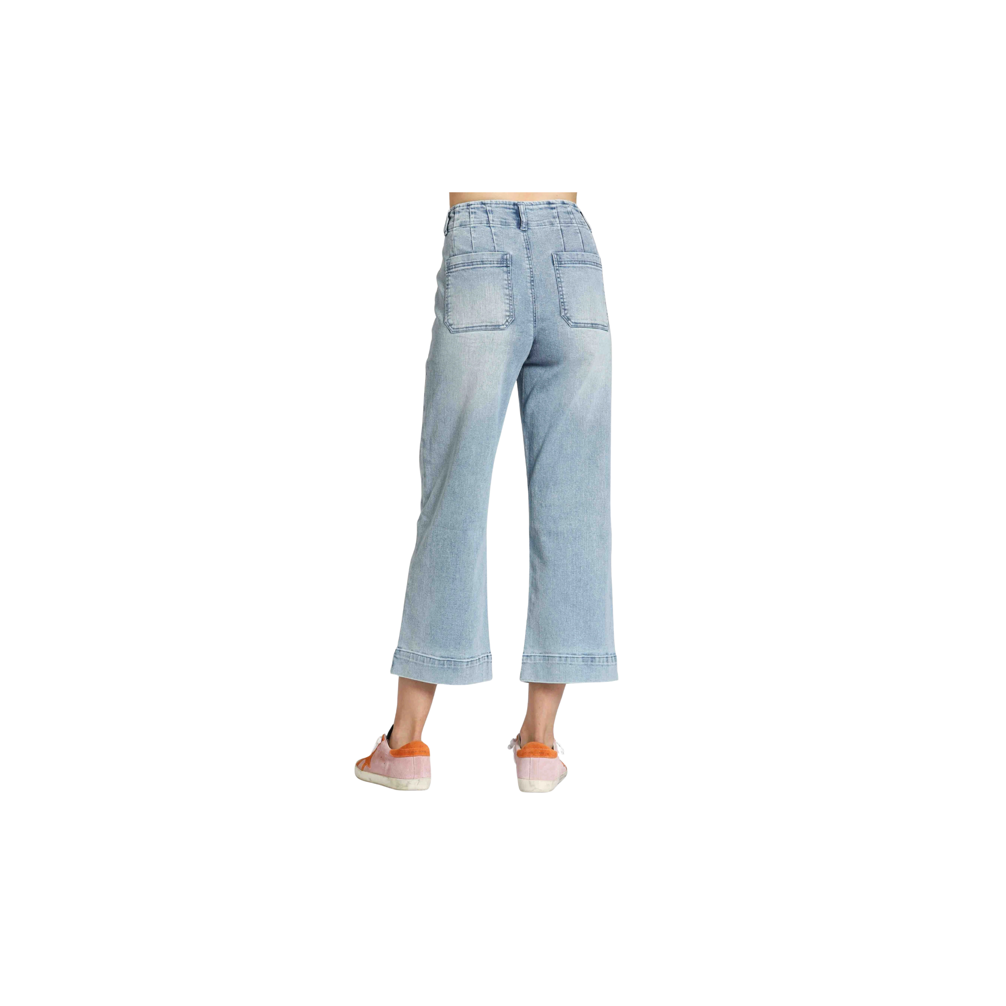 APNY Cropped Wide Leg Pant w/ Patch Pockets -Lt. Indigo