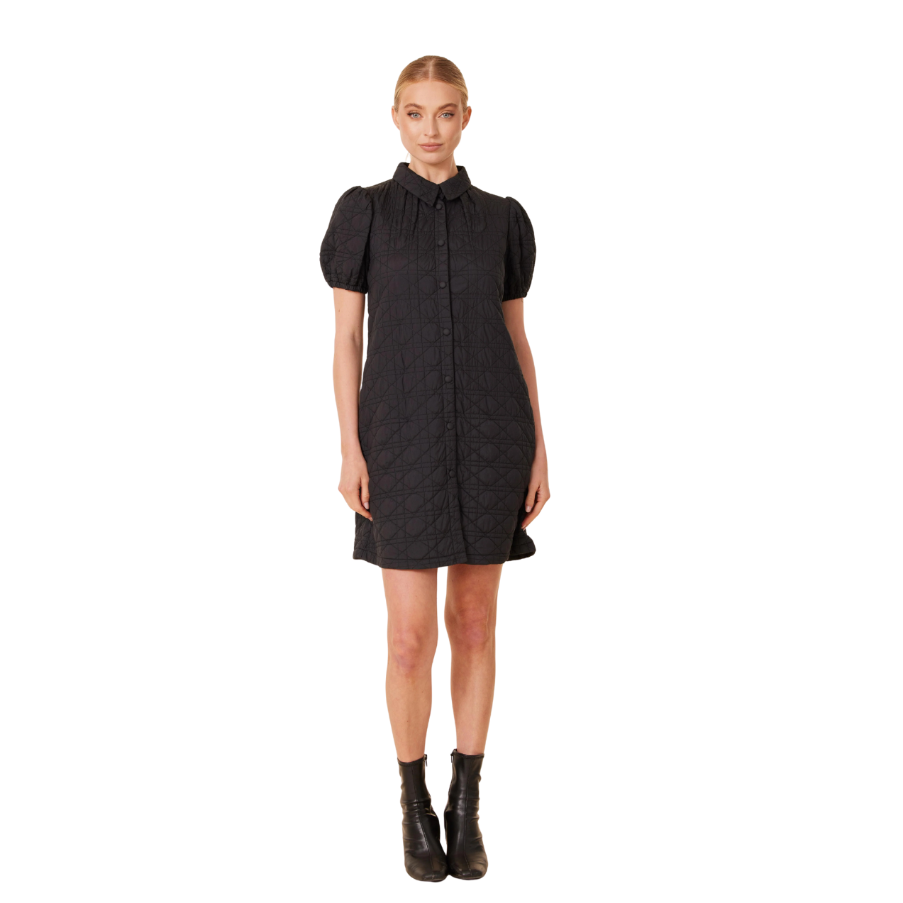 Dolce Cabo Nylon Quilted Dress-Black