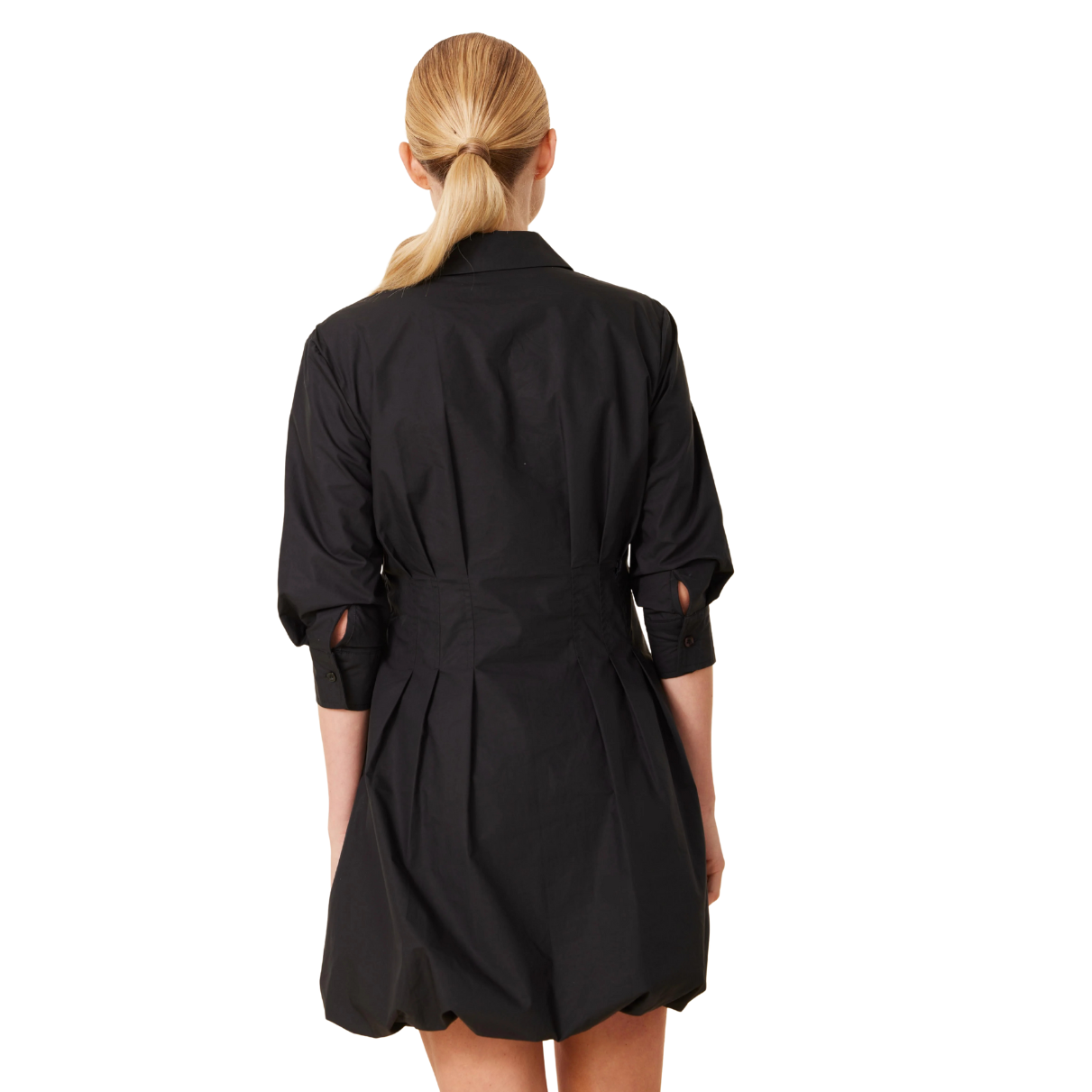 Dolce Cabo Poplin 3/4 Sleeve Bubble Dress -Black