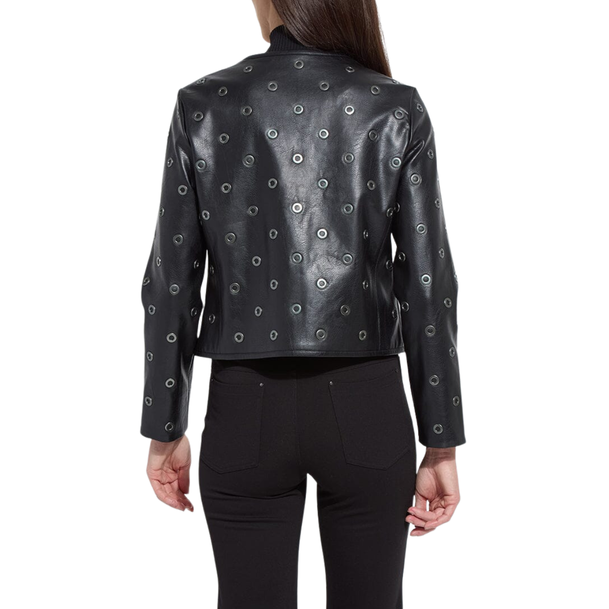 Lysse Geneva Grommet Vegan Leather Jacket -Black