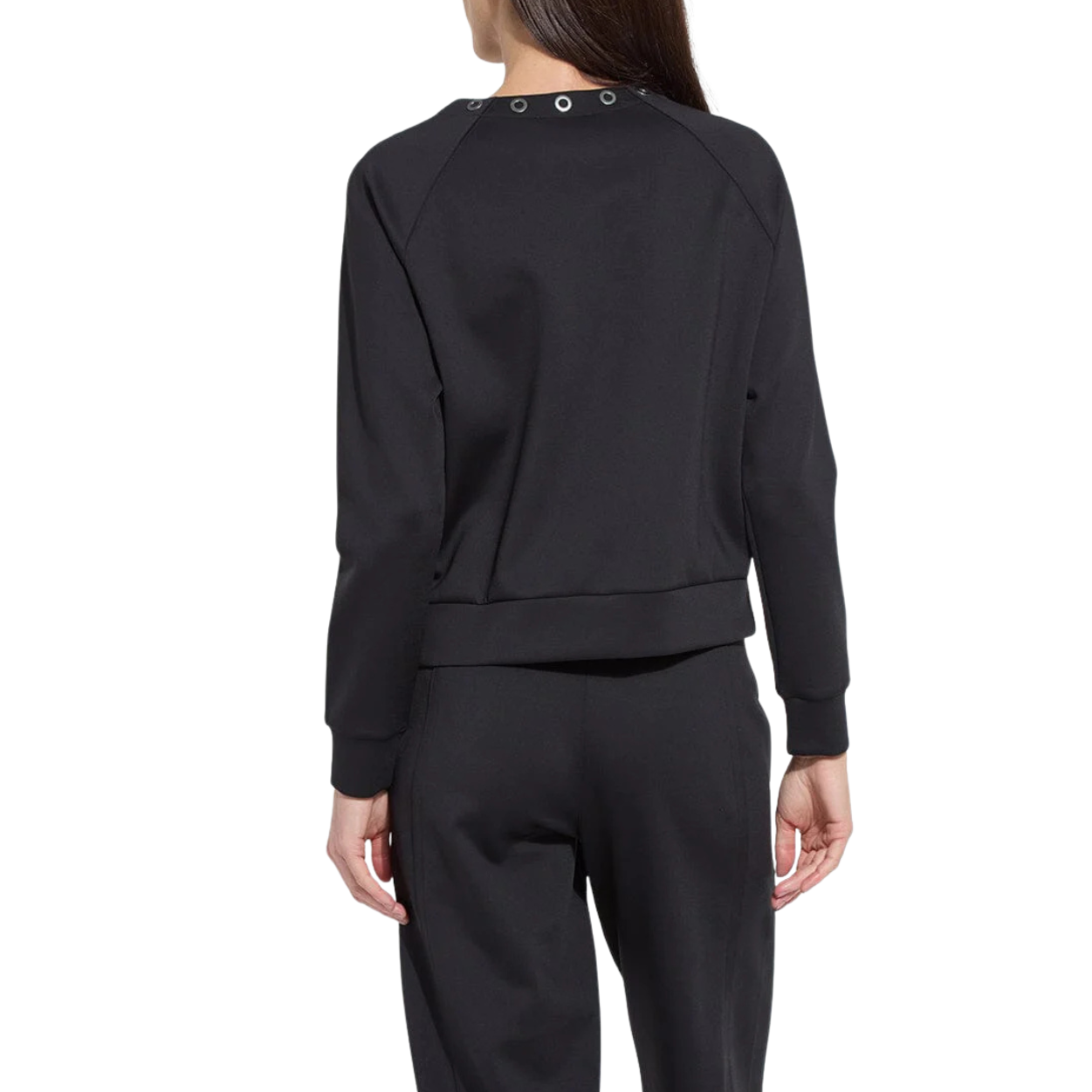 Lysse Desi Grommet Detail Neoprene Pullover -Black