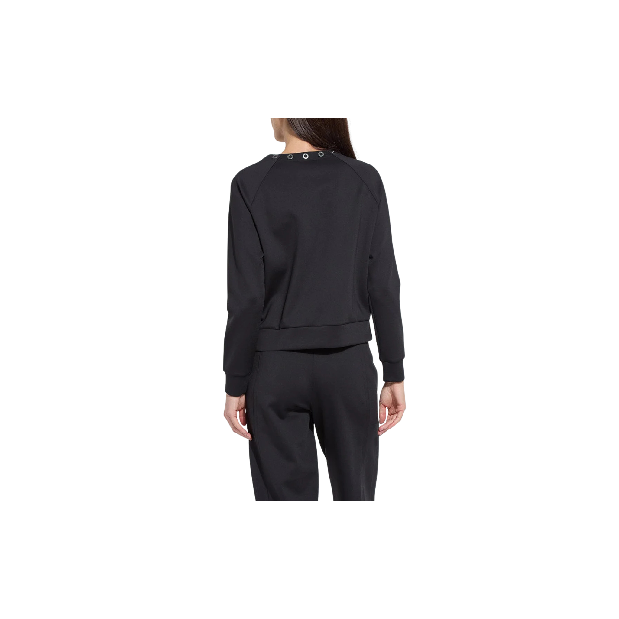 Desi Grommet Detail Neoprene Pullover -Black