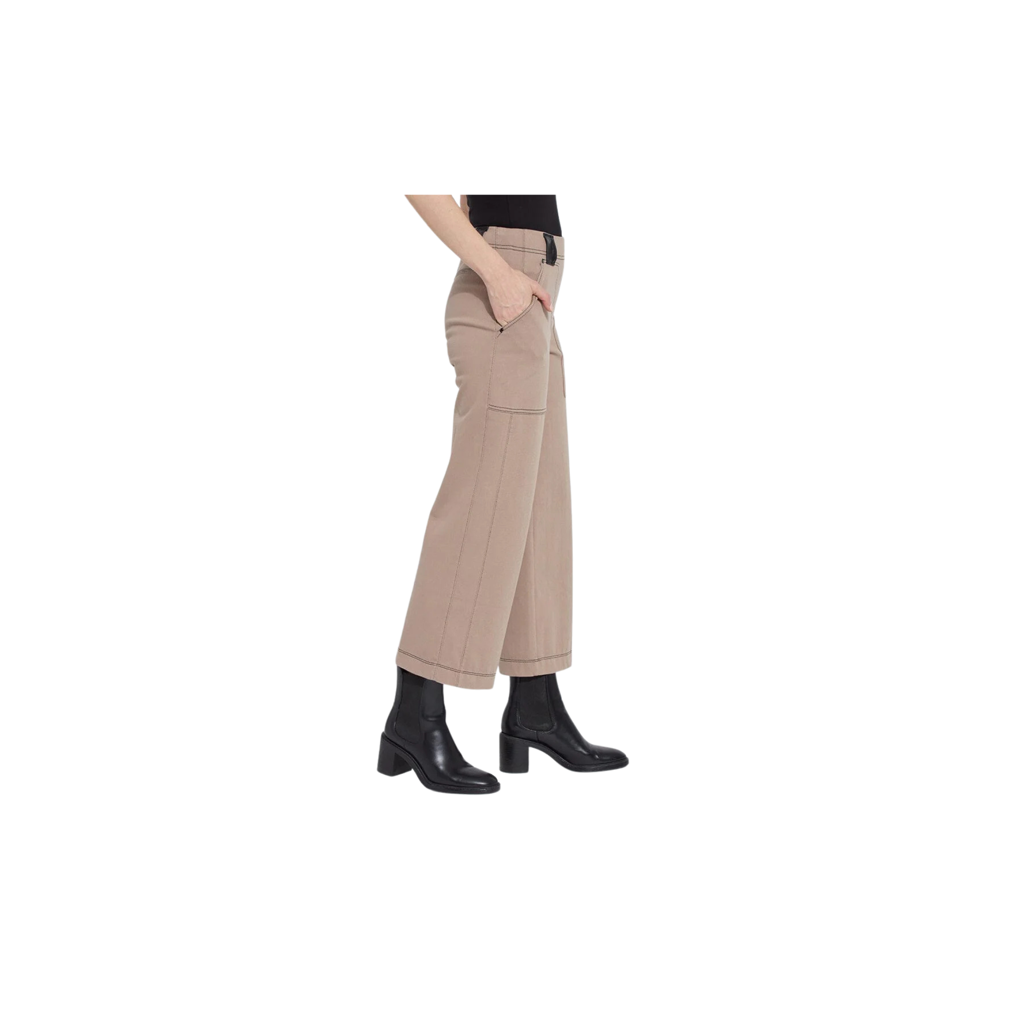 Valerie Wide Leg Crop Denim Pant -Timeless Taupe