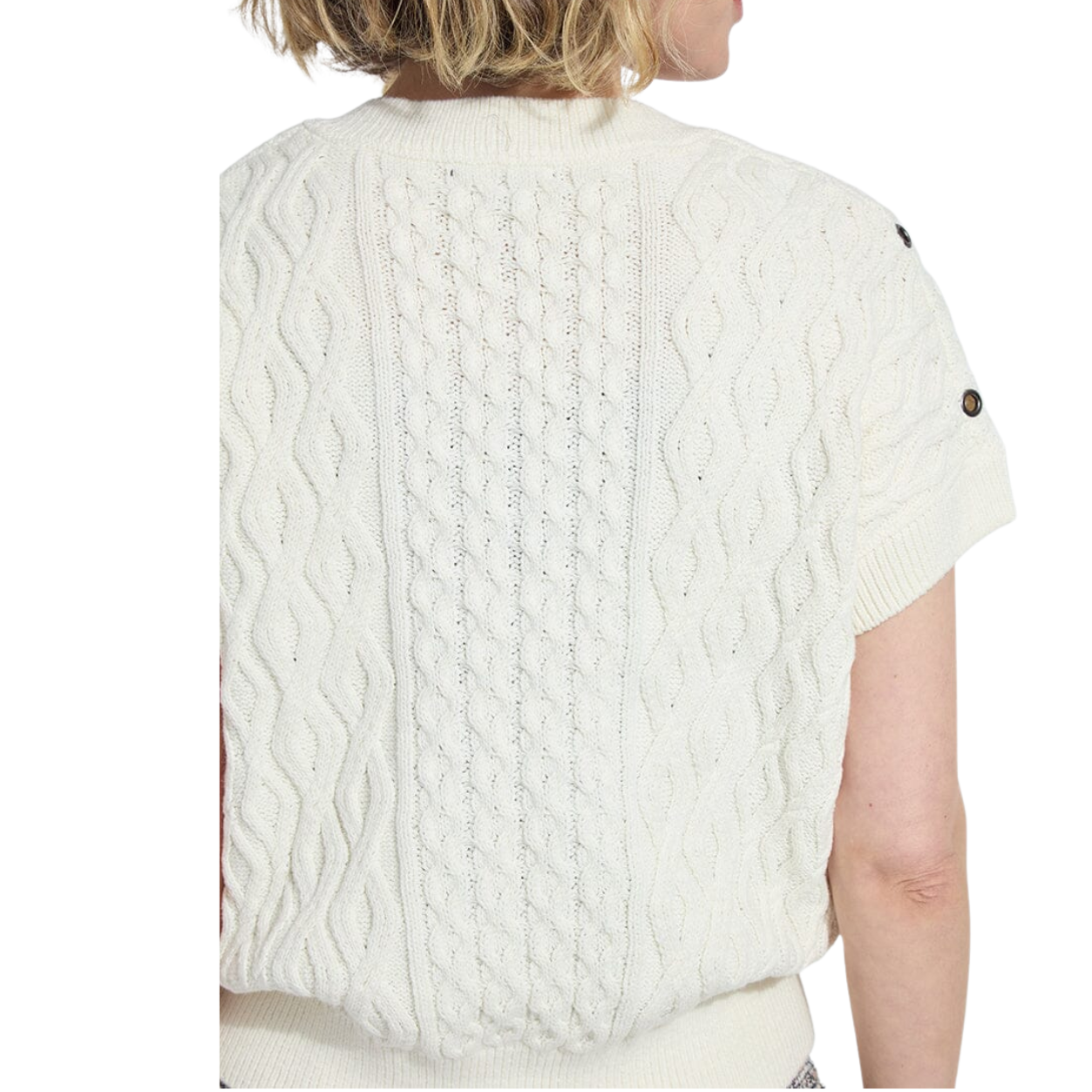Lysse Claudie Eyelet Cable Vest -Ecru