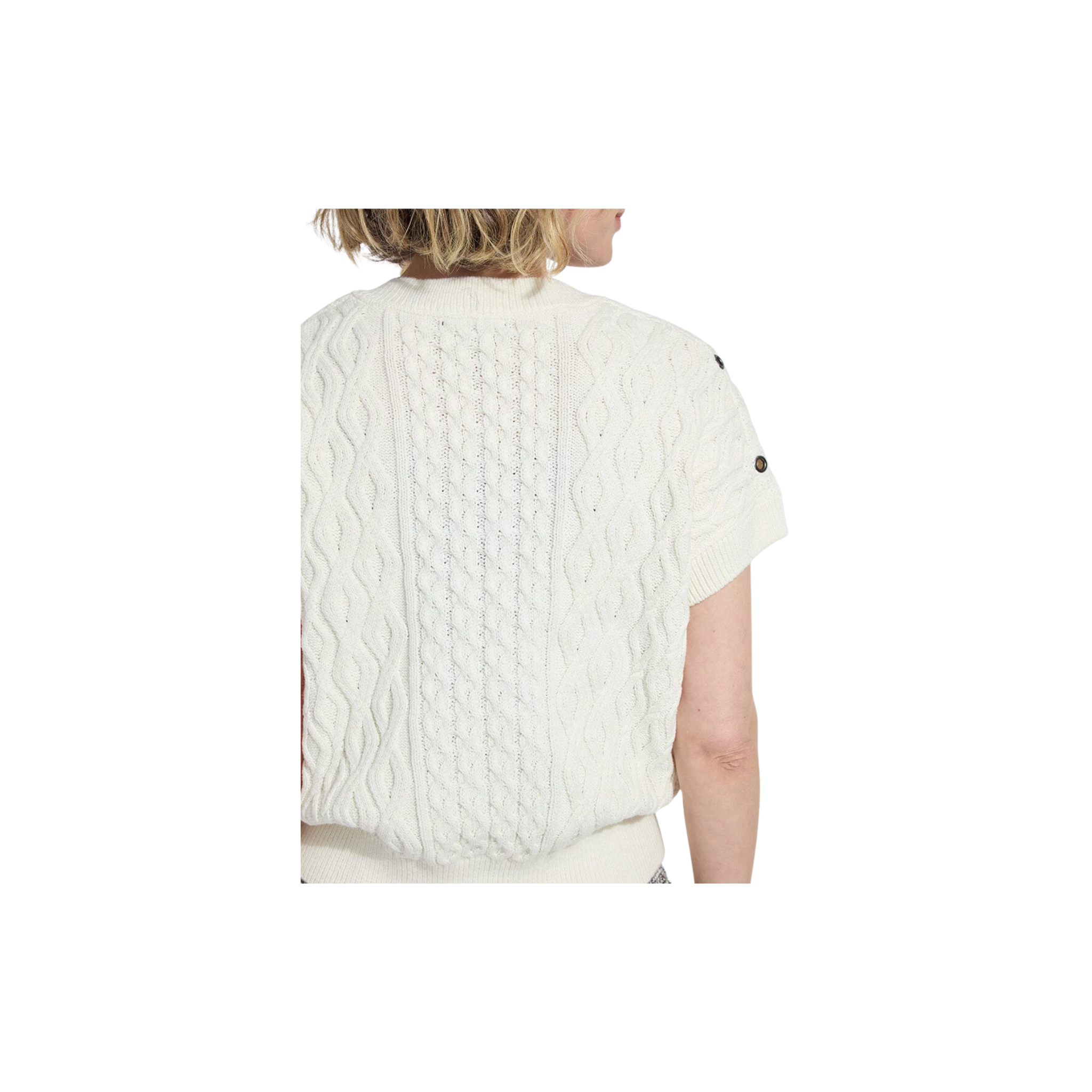 Claudie Eyelet Cable Vest -Ecru