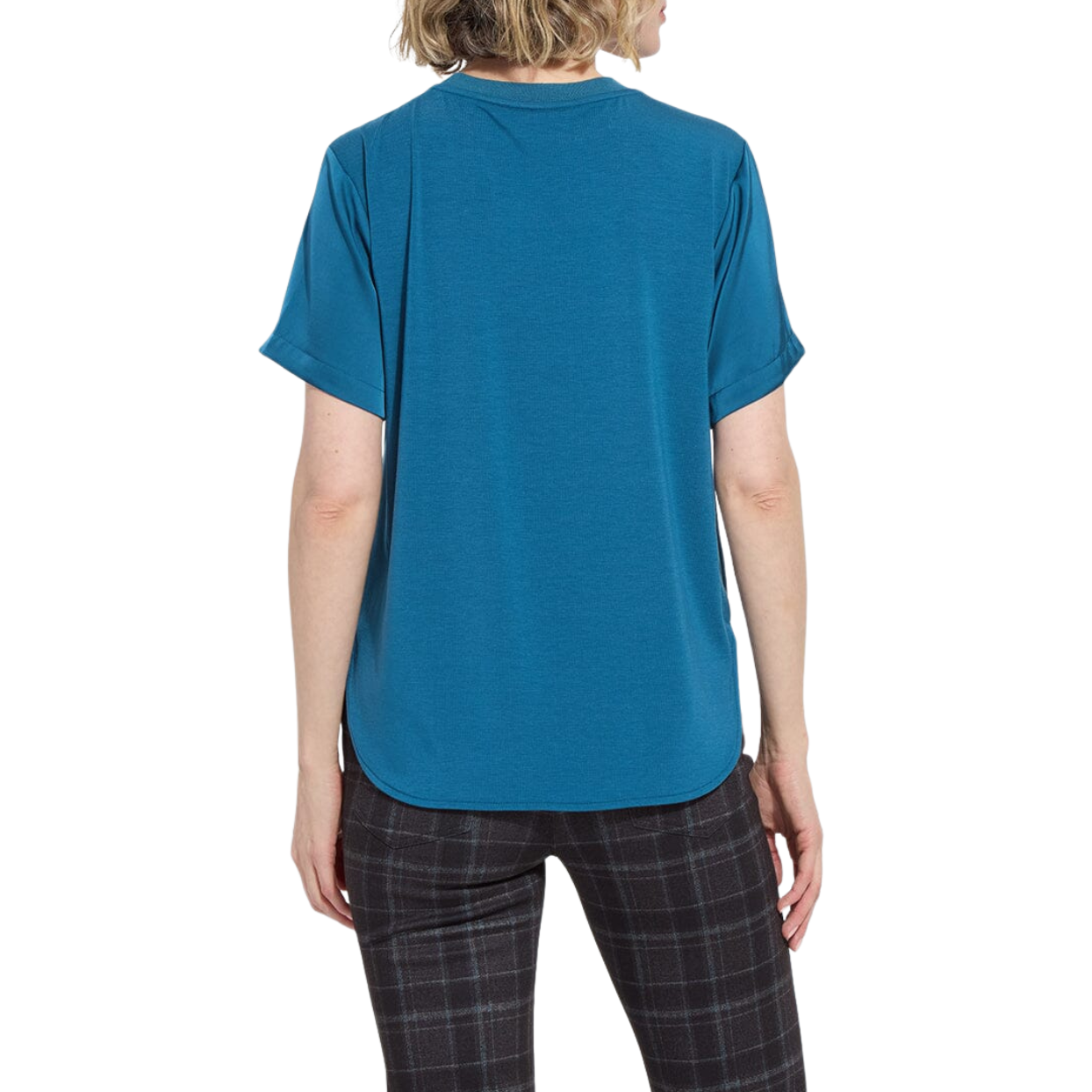Lysse Aline Crew Neck Mix Media Top -Irish Blue