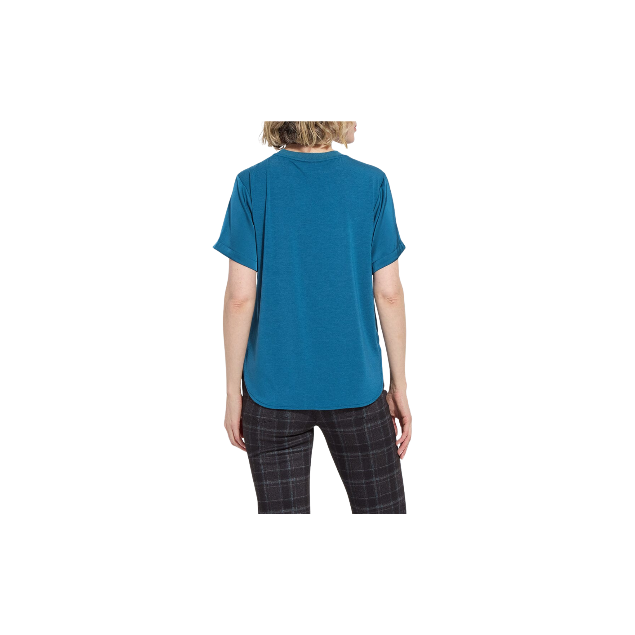 Aline Crew Neck Mix Media Top -Irish Blue