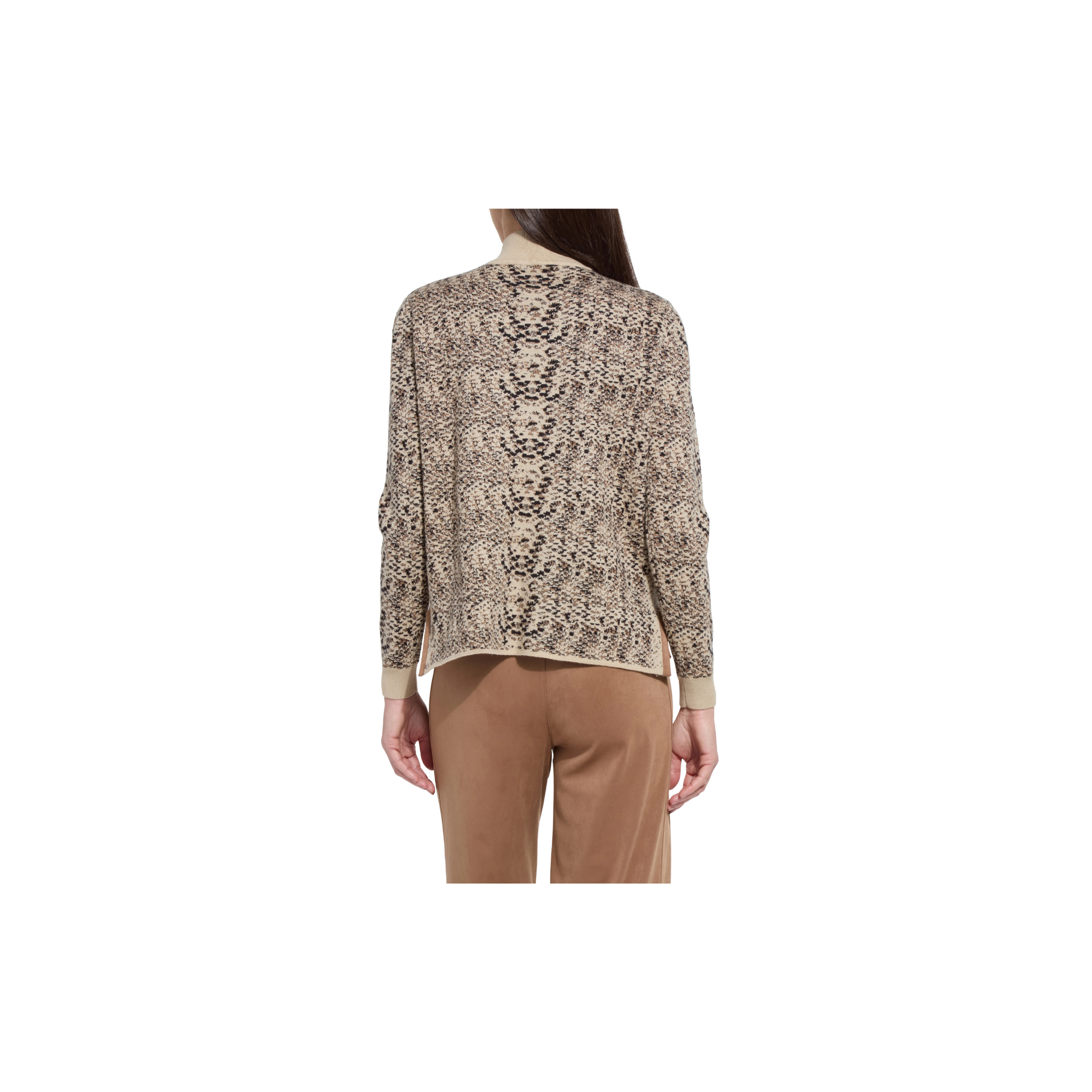 Declan Mock Neck Jacquard Sweater-Lux Camel Snake Jacquard