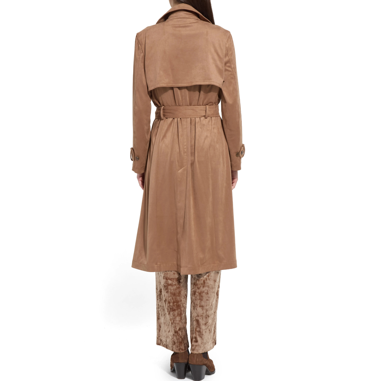Lysse Agatha Faux Suede Trench Coat-Lux Camel