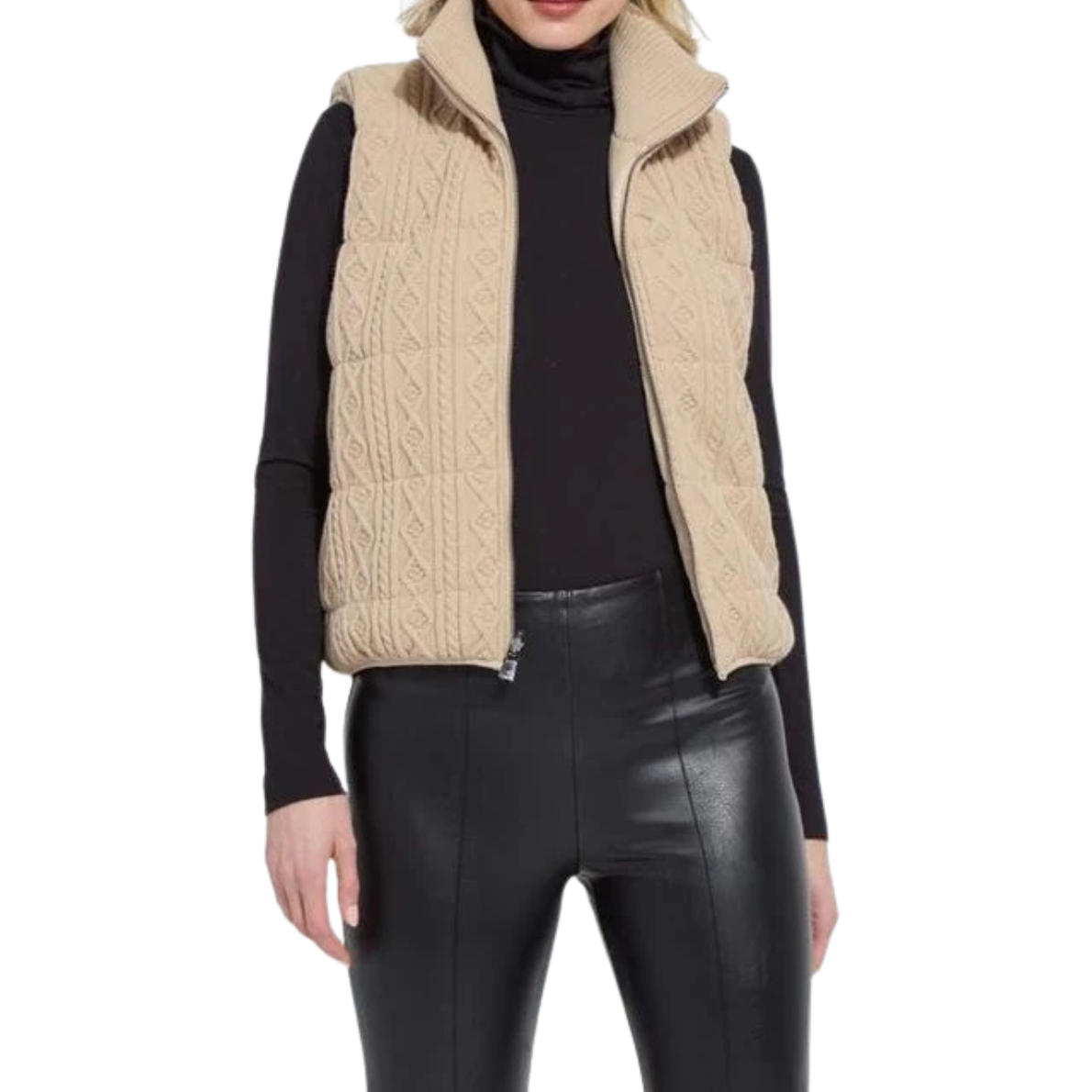 Lysse Petra Reversible Puffer Sweater Vest-Blonde Wood