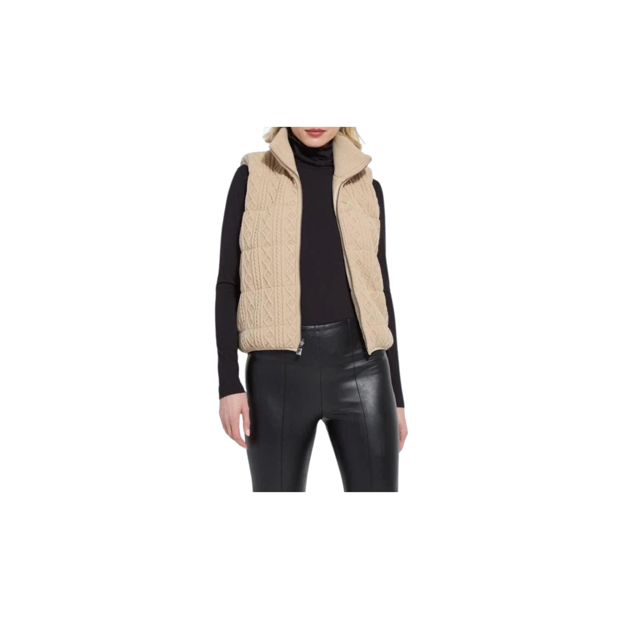 Petra Reversible Puffer Sweater Vest-Blonde Wood