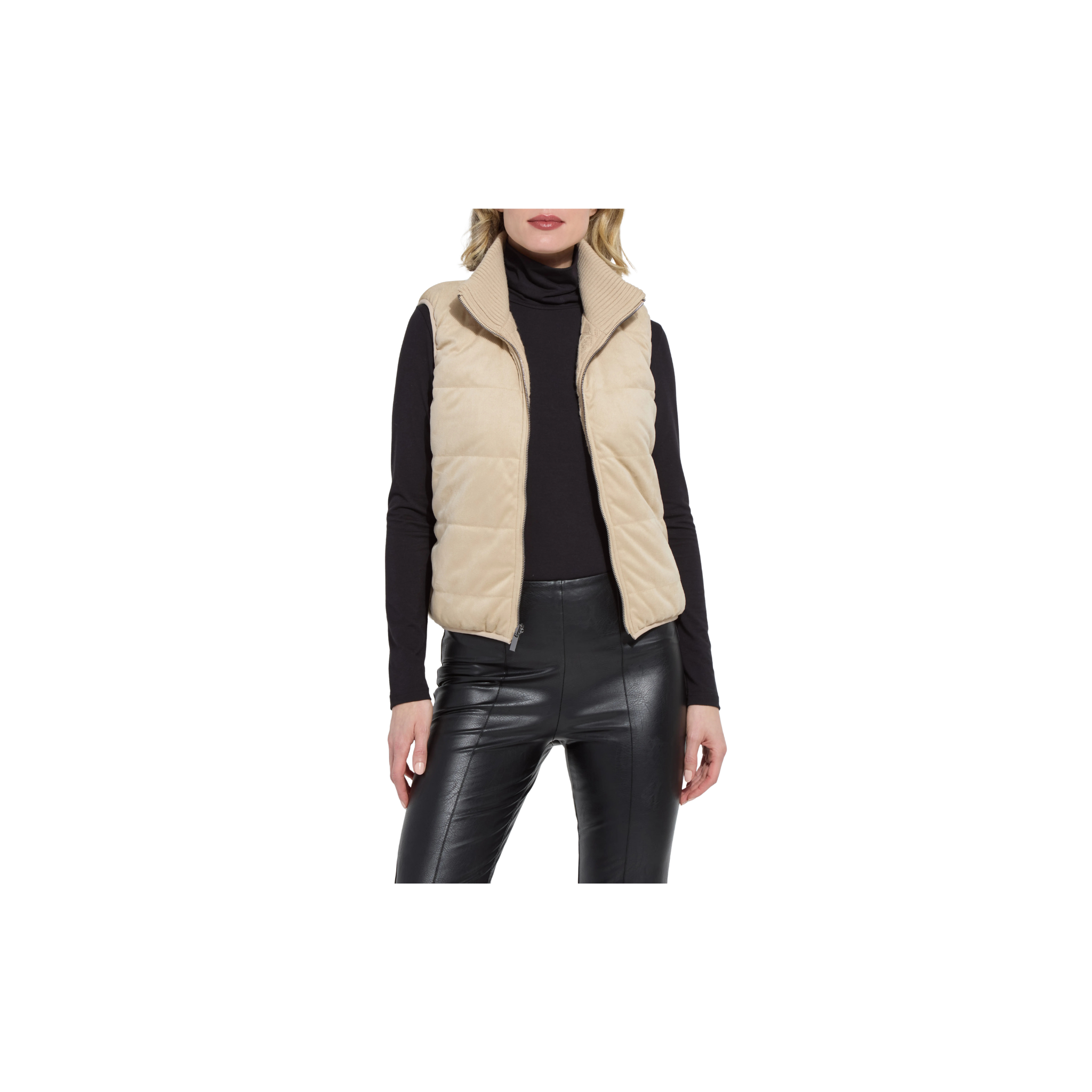 Petra Reversible Puffer Sweater Vest-Blonde Wood