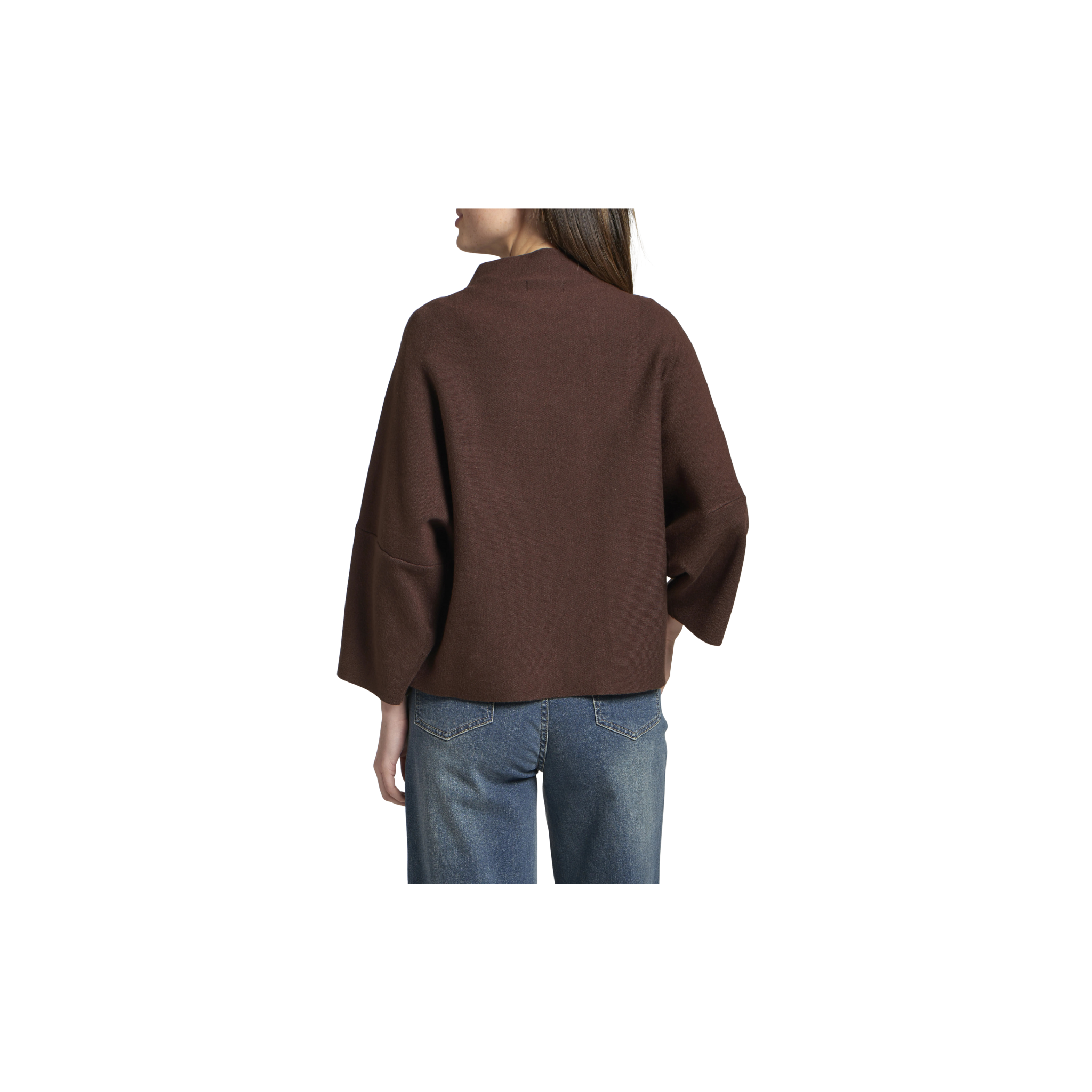 APNY Funnel Neck Patch Pocket Sweater-Chocolate Brown