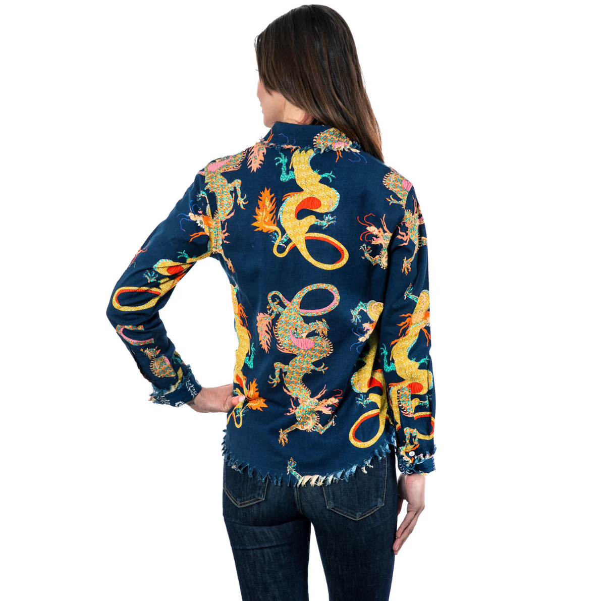 Dizzy Lizzie Dragon Cape Cod Top -Navy