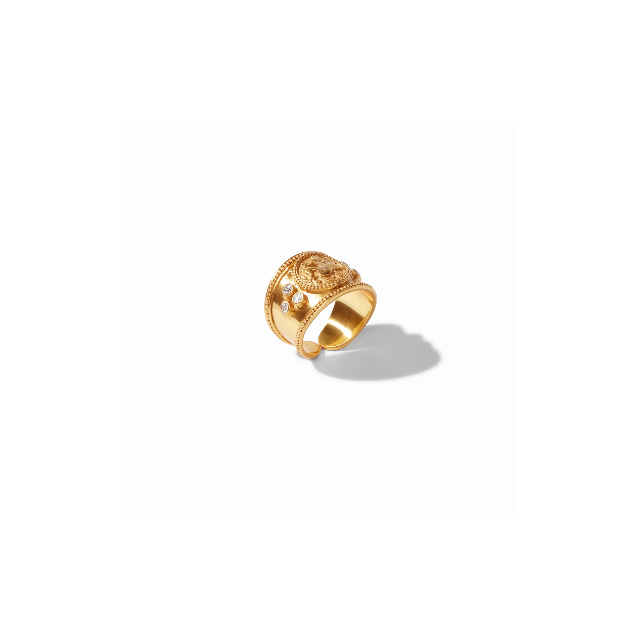 Coin Crest Ring -Cubic Zirconia/Gold (size 7)