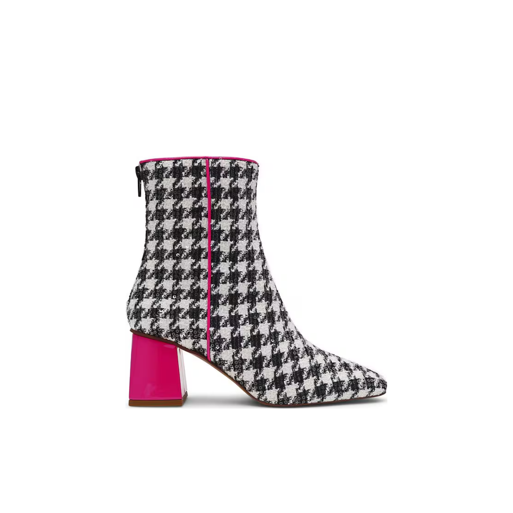 Stevie Houndstooth Embellished Block Heel Booties