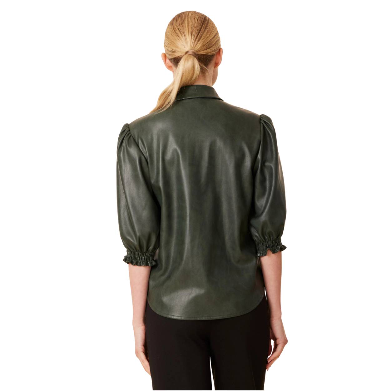 Dolce Cabo Faux Leather Elastic Cuff Top -Green