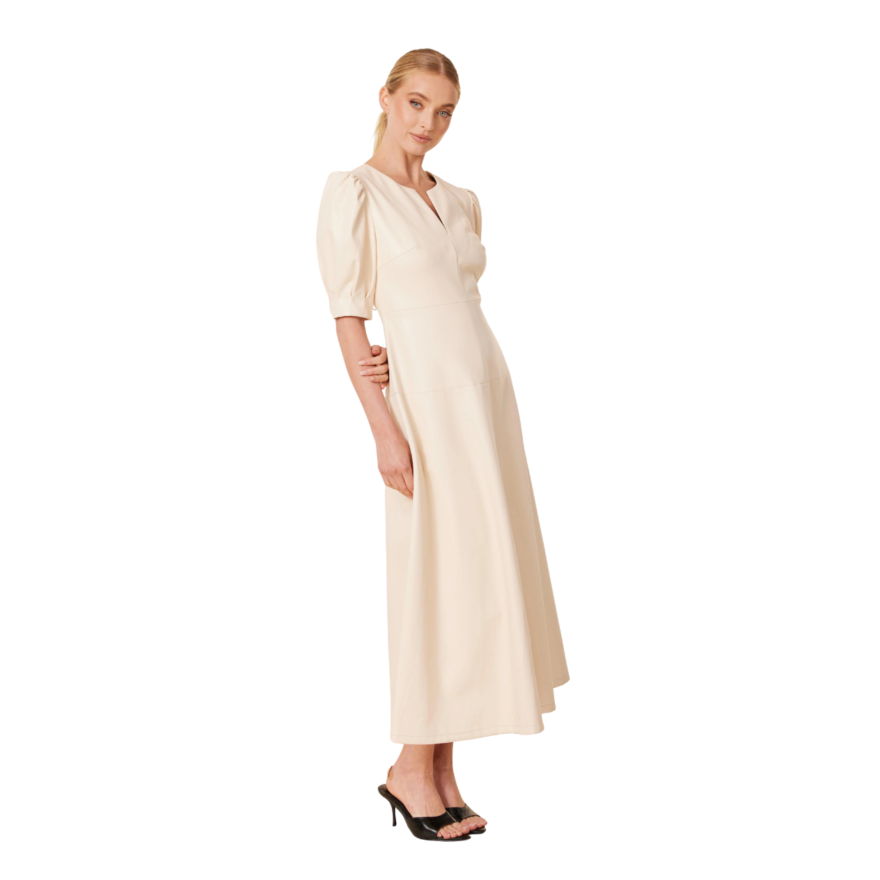 Dolce Cabo Faux Leather Maxi Dress -Creme