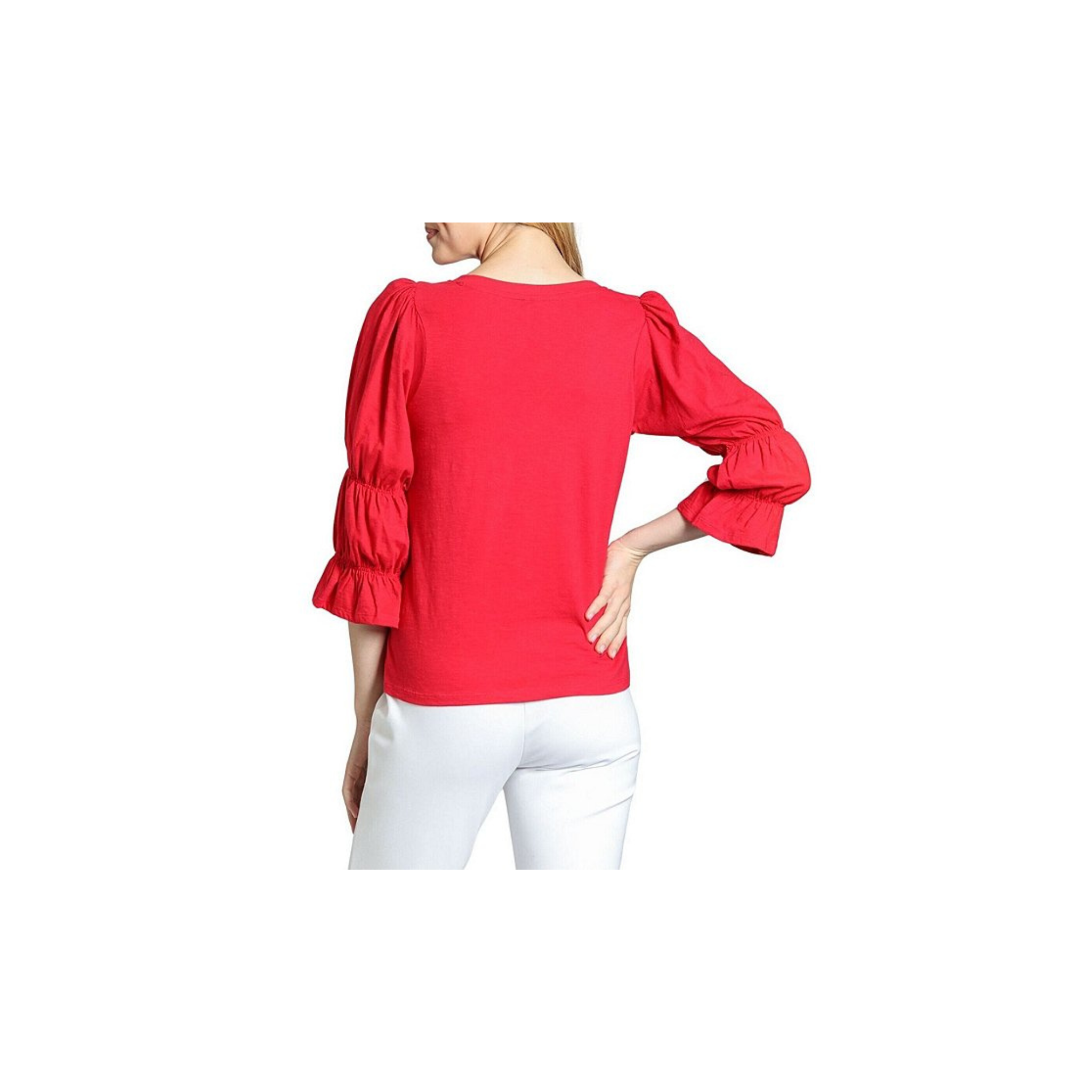 APNY V-Neck Top w/ Renaissance Sleeve -Red
