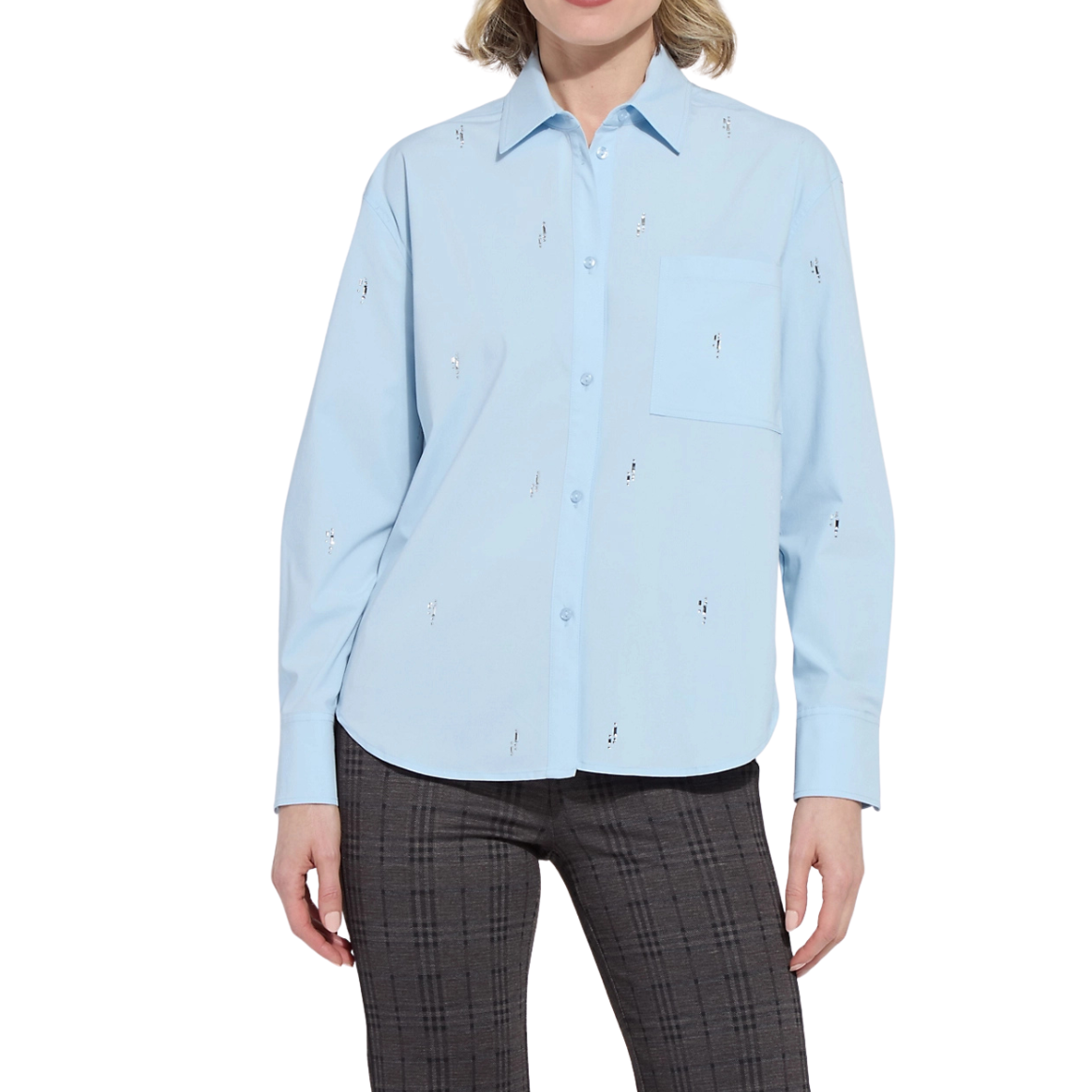 Lysse Skye Crystal Embellished LS Shirt - Blue Belle