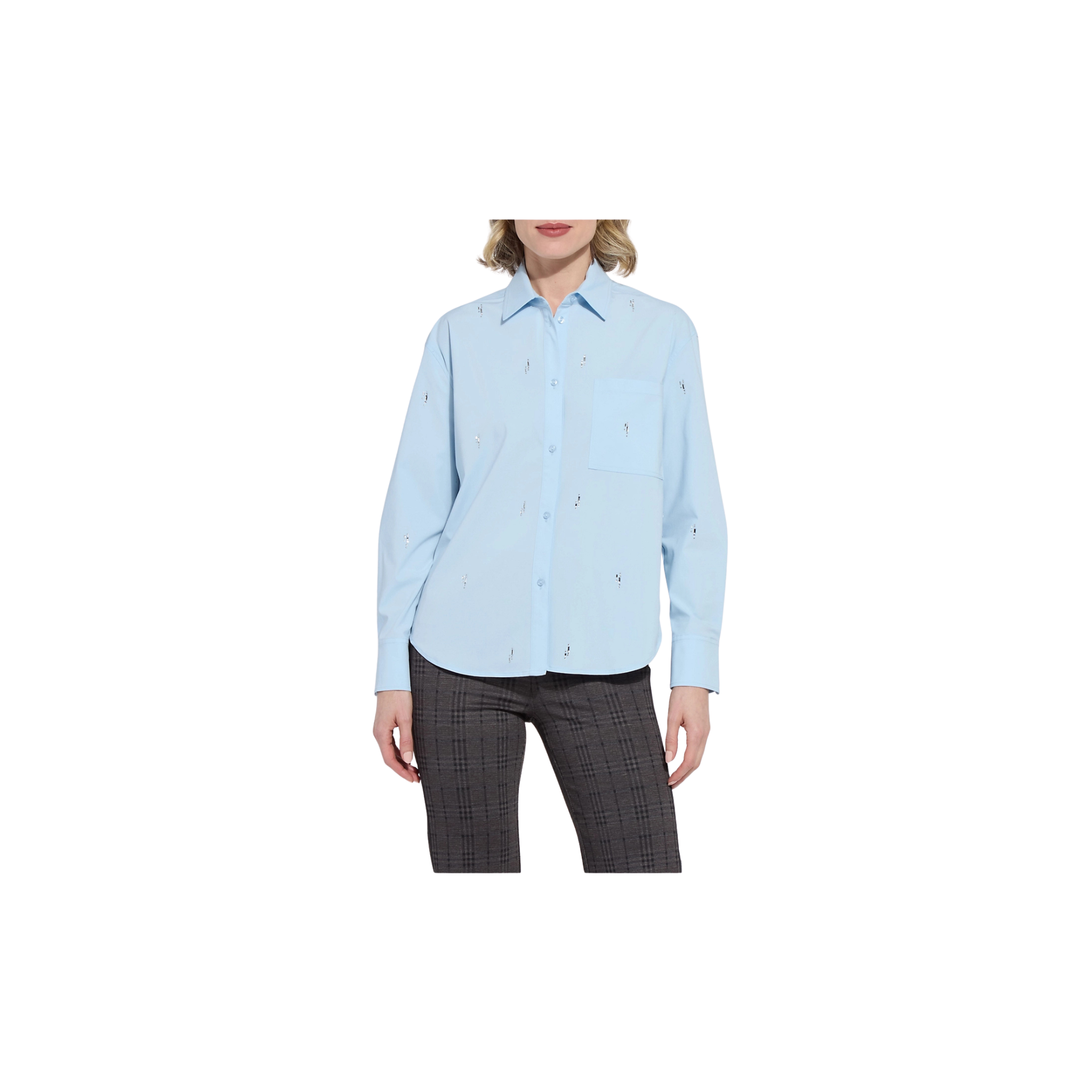 Skye Crystal Embellished LS Shirt - Blue Belle